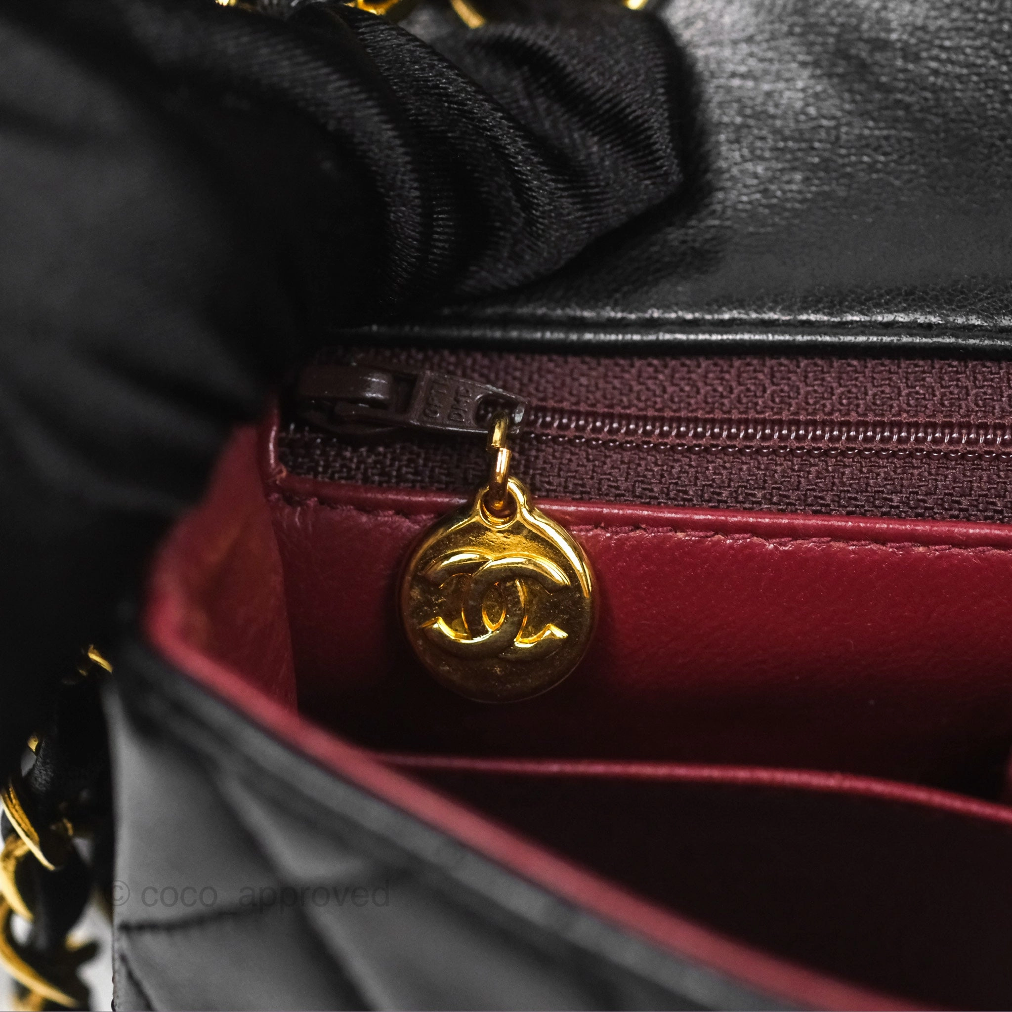 Chanel Vintage Square Flap Bag Black Lambskin 24K Gold Hardware