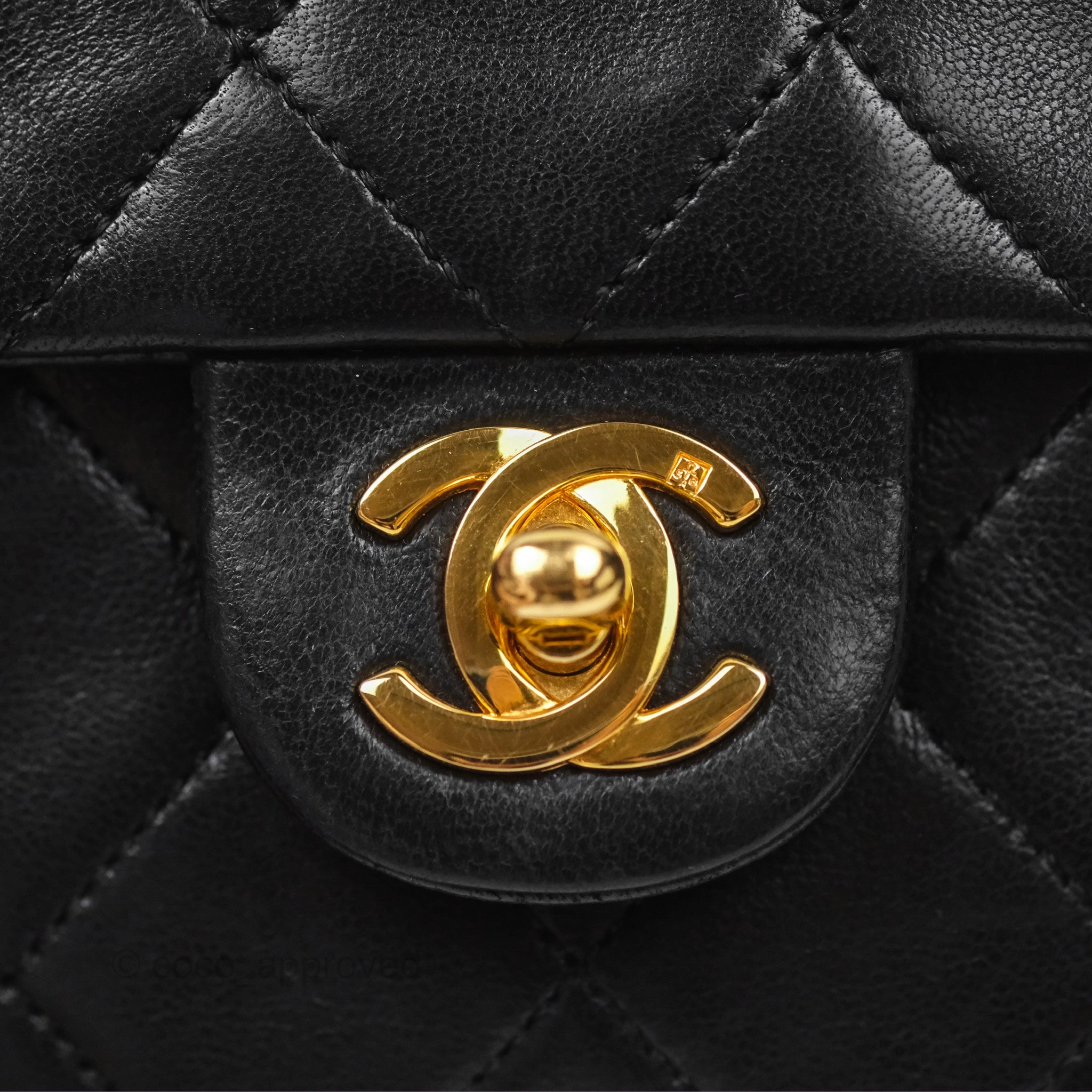 Chanel Vintage Square Flap Bag Black Lambskin 24K Gold Hardware