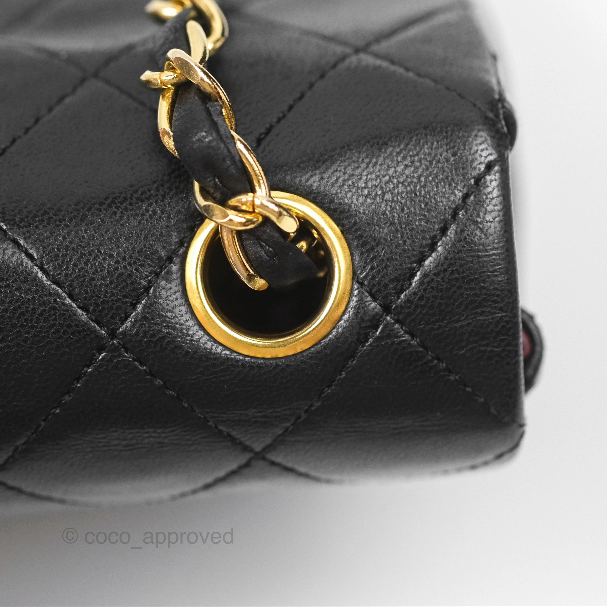 Chanel Vintage Square Flap Bag Black Lambskin 24K Gold Hardware