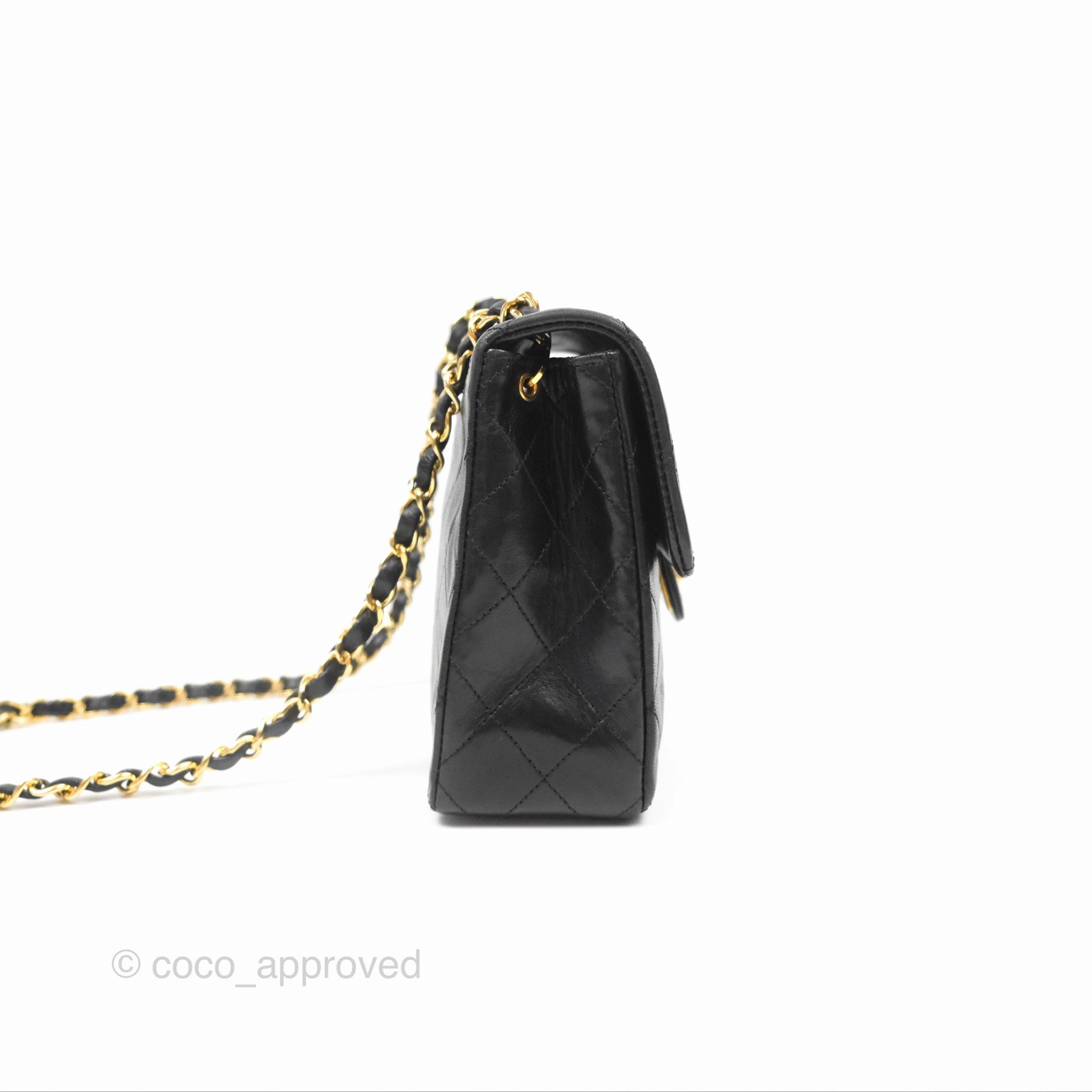 Chanel Vintage Square Flap Bag Black Lambskin 24K Gold Hardware