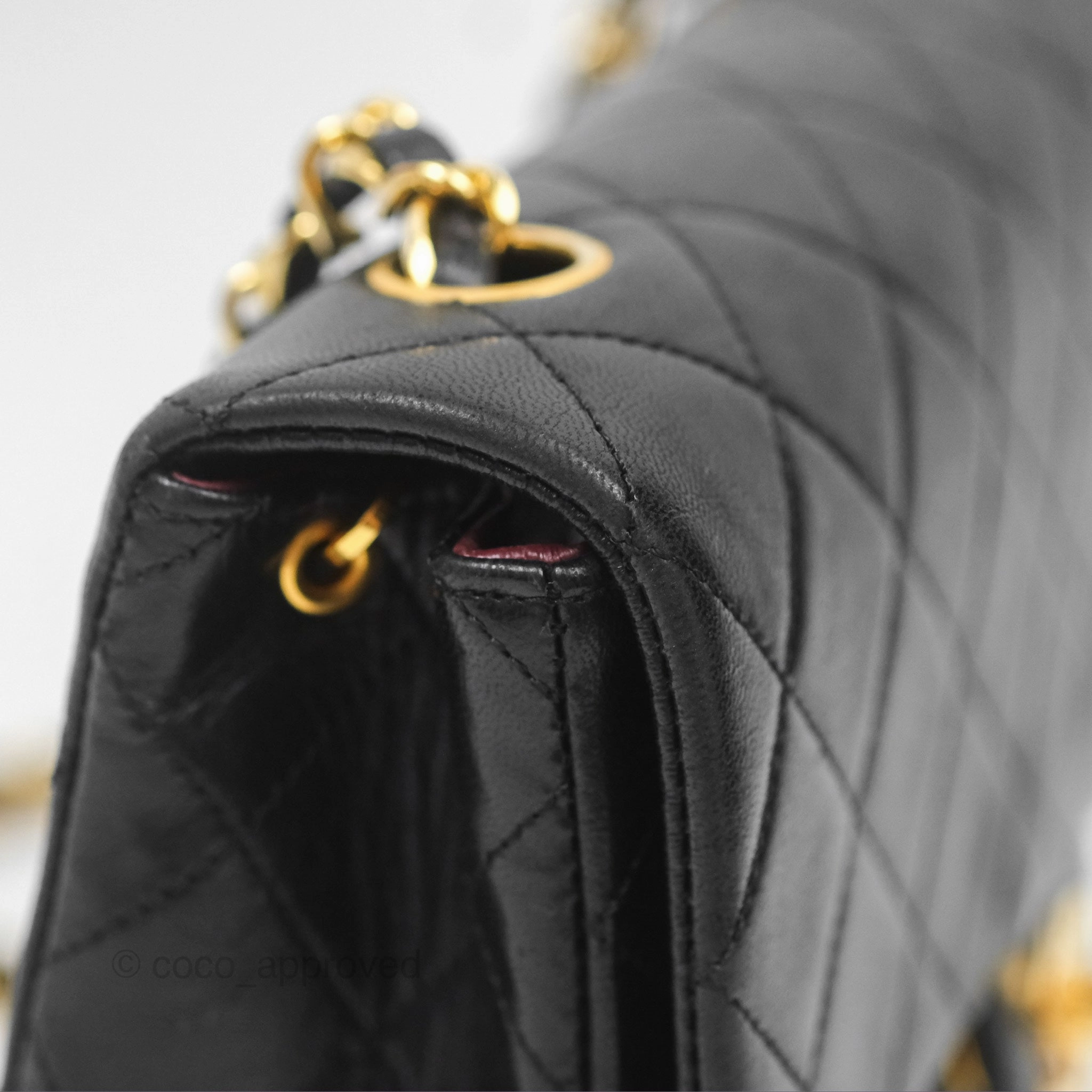 Chanel Vintage Square Flap Bag Black Lambskin 24K Gold Hardware