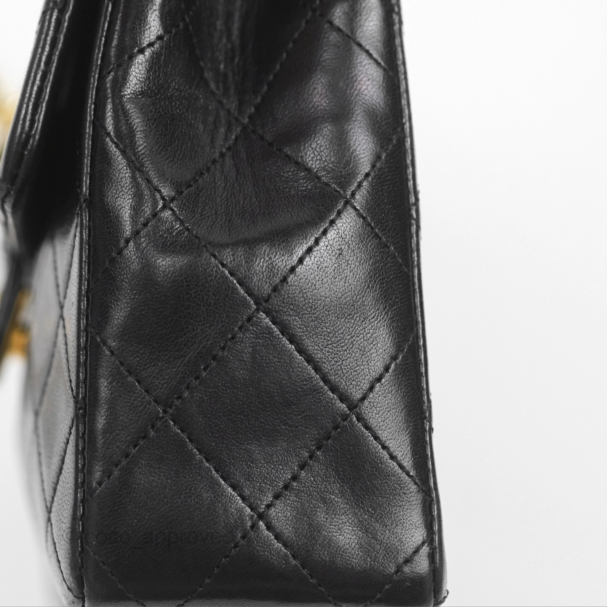 Chanel Vintage Square Flap Bag Black Lambskin 24K Gold Hardware