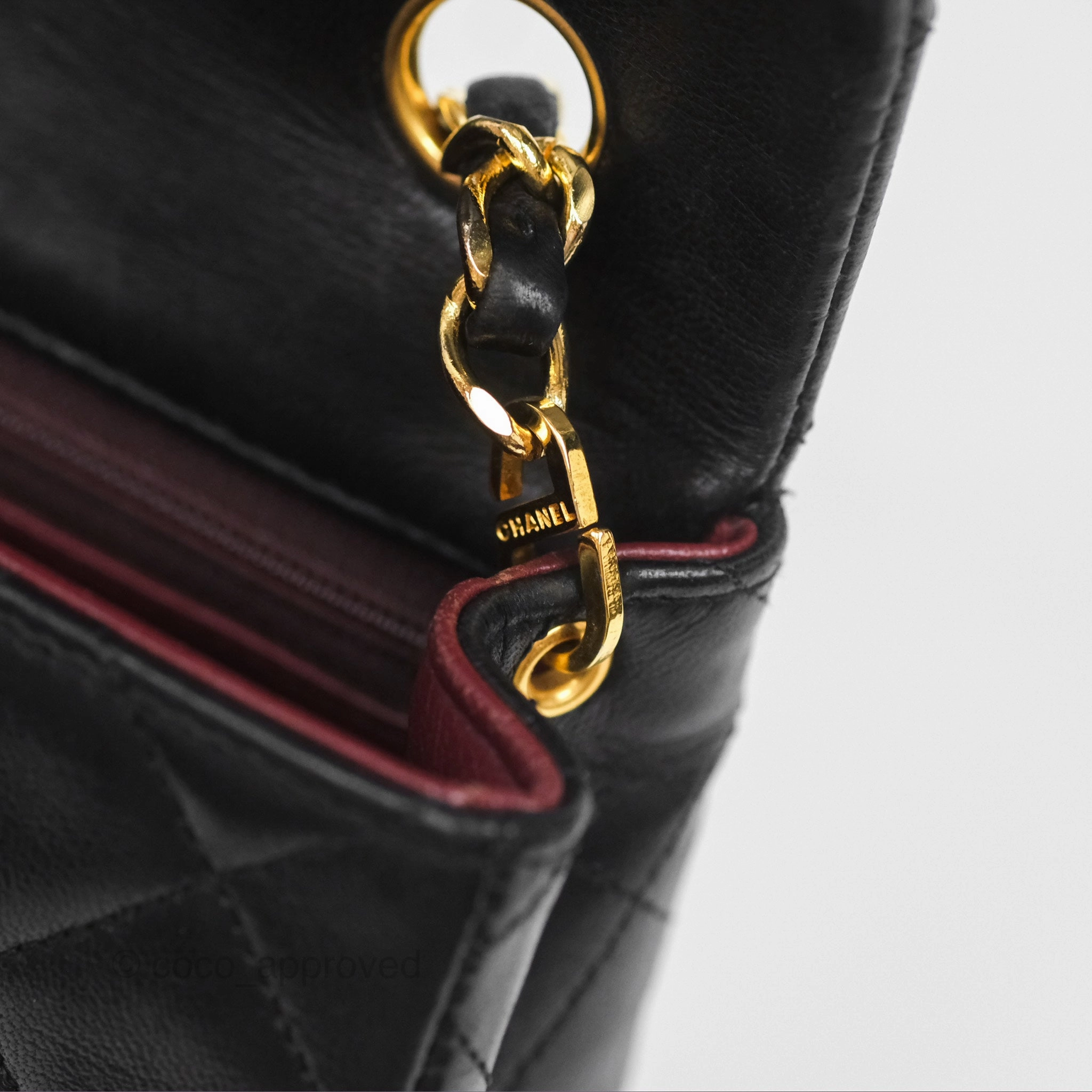 Chanel Vintage Square Flap Bag Black Lambskin 24K Gold Hardware