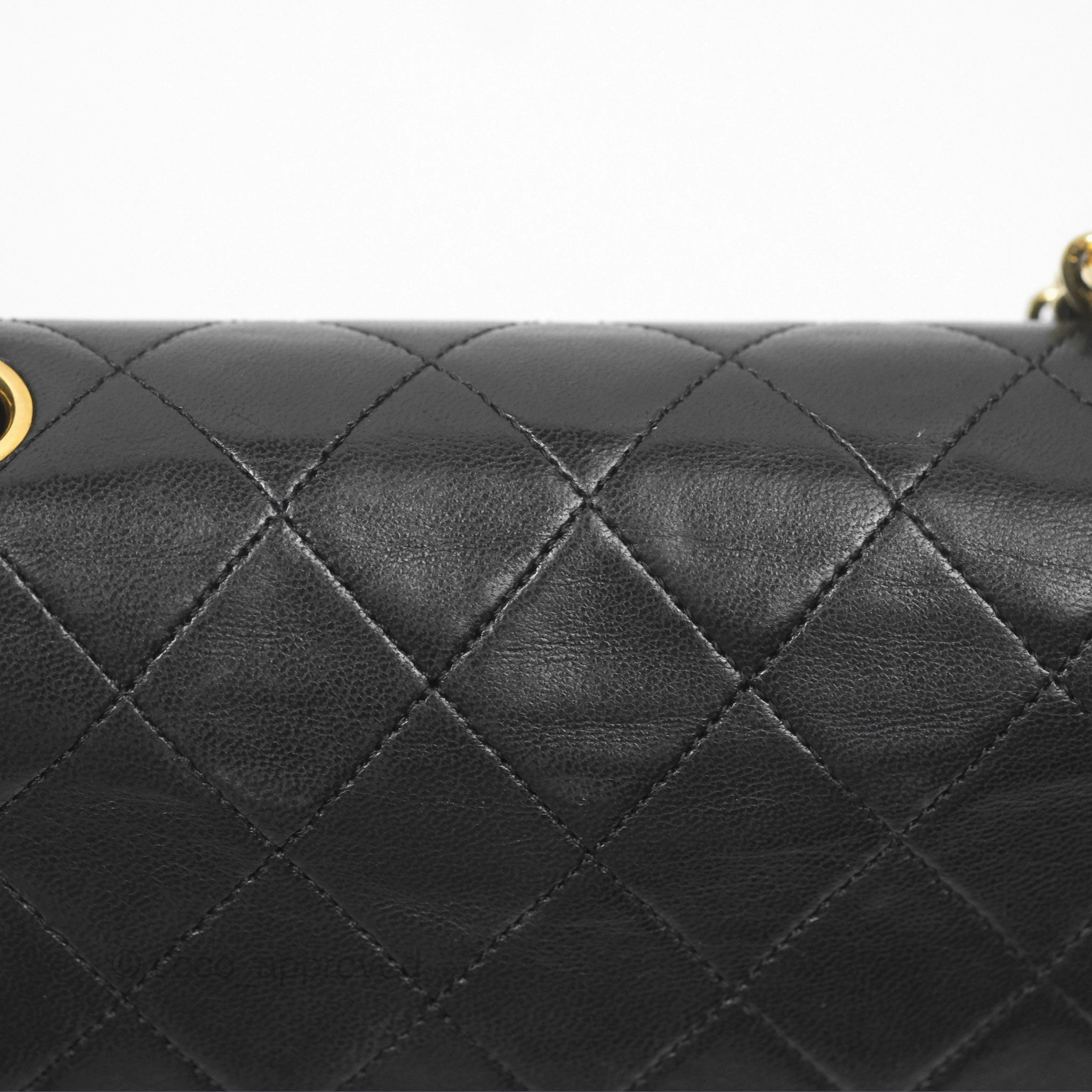 Chanel Vintage Square Flap Bag Black Lambskin 24K Gold Hardware