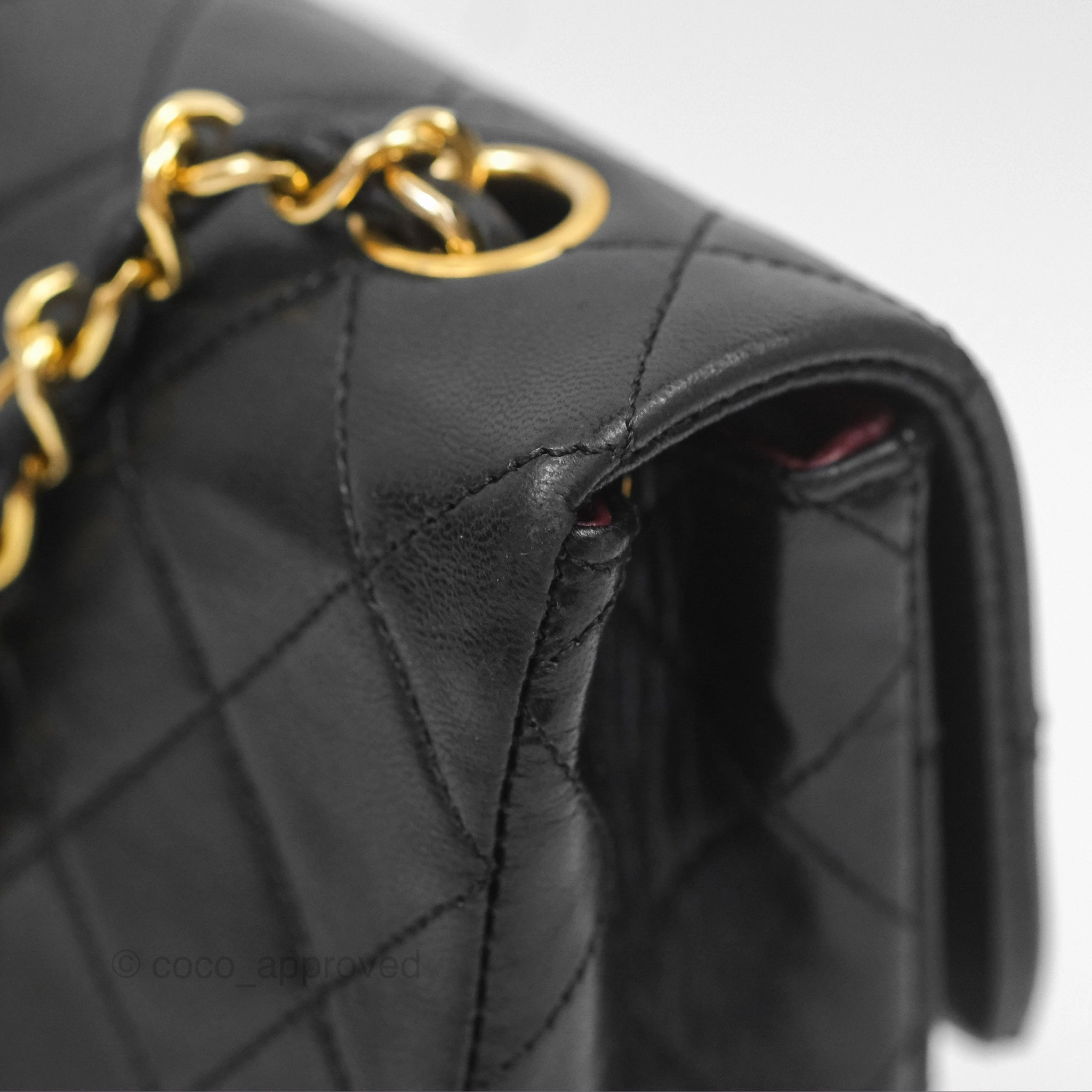 Chanel Vintage Square Flap Bag Black Lambskin 24K Gold Hardware