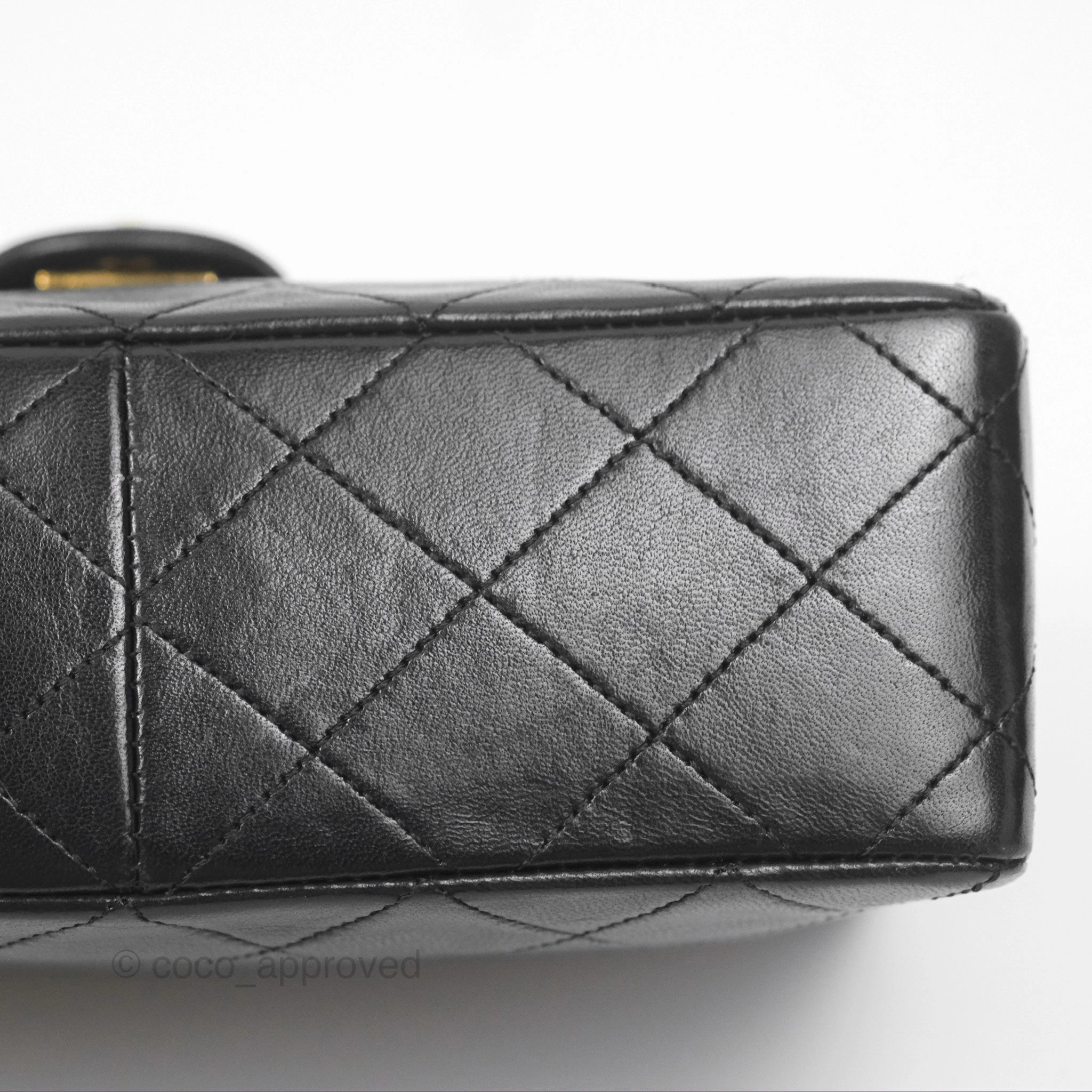 Chanel Vintage Square Flap Bag Black Lambskin 24K Gold Hardware
