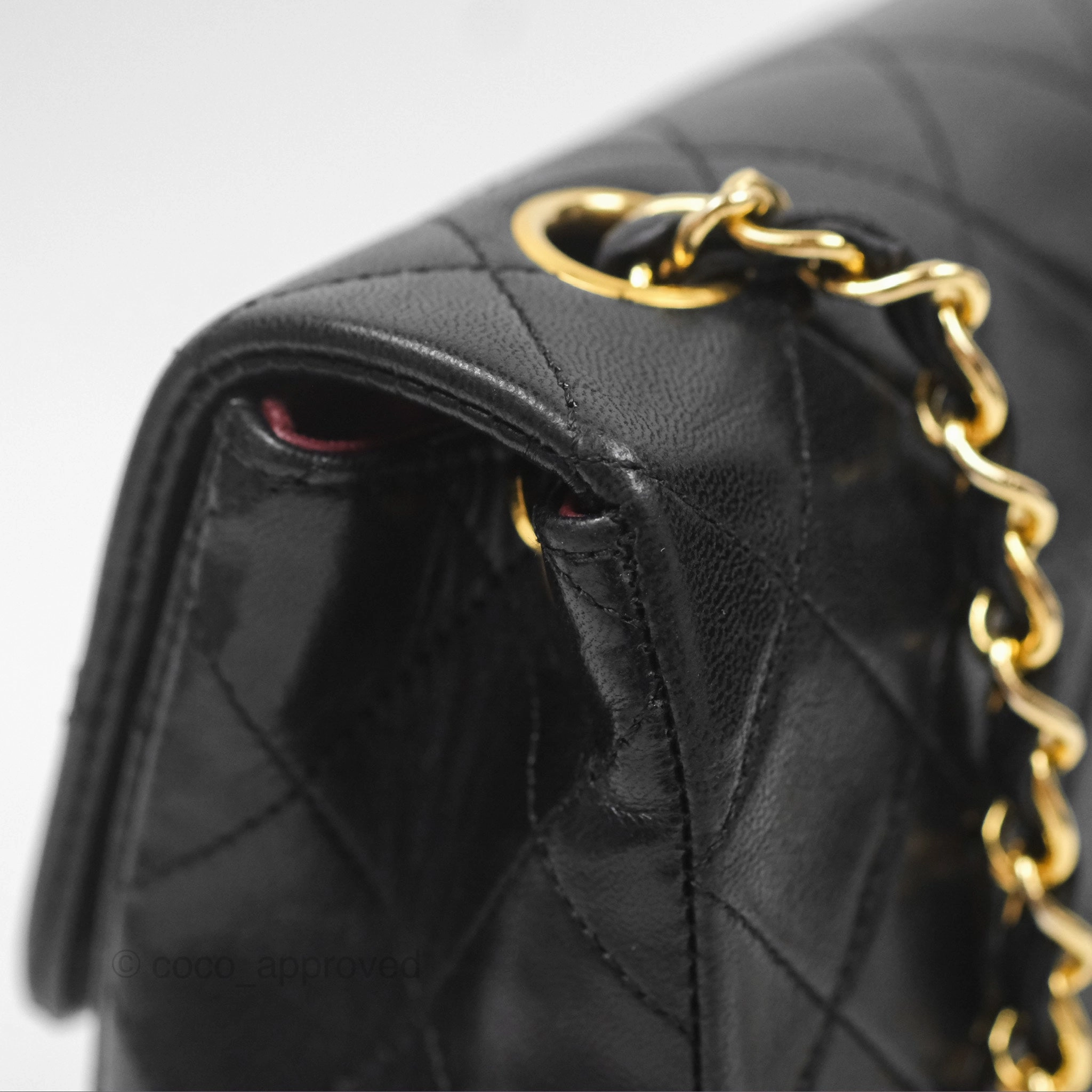 Chanel Vintage Square Flap Bag Black Lambskin 24K Gold Hardware