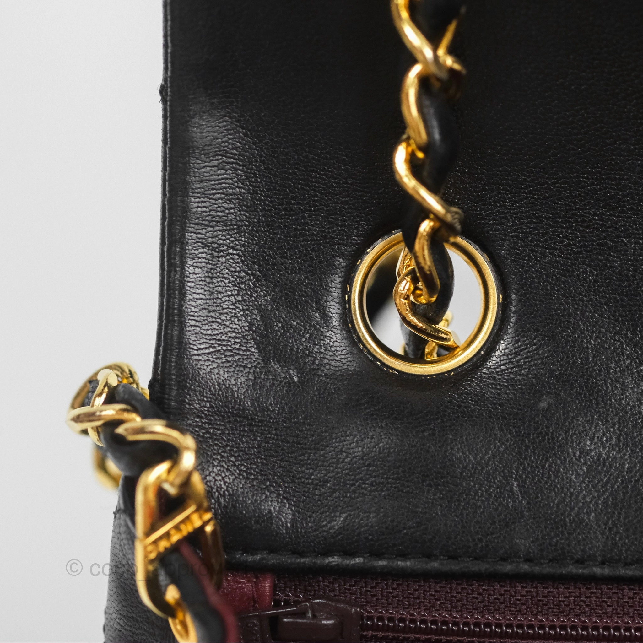 Chanel Vintage Square Flap Bag Black Lambskin 24K Gold Hardware