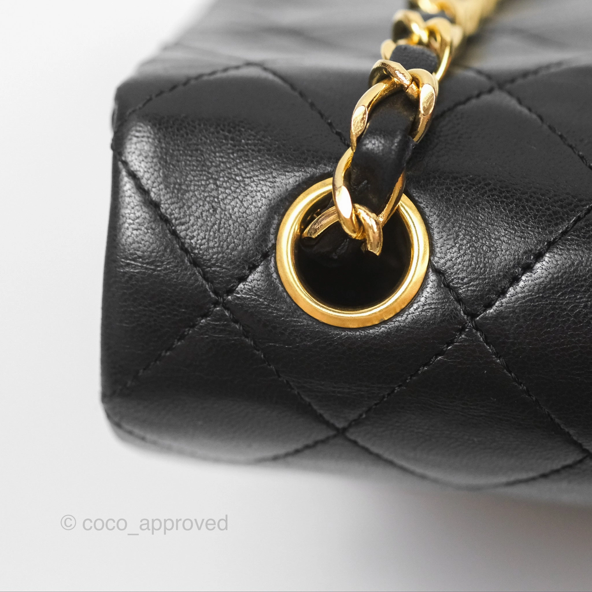 Chanel Vintage Square Flap Bag Black Lambskin 24K Gold Hardware