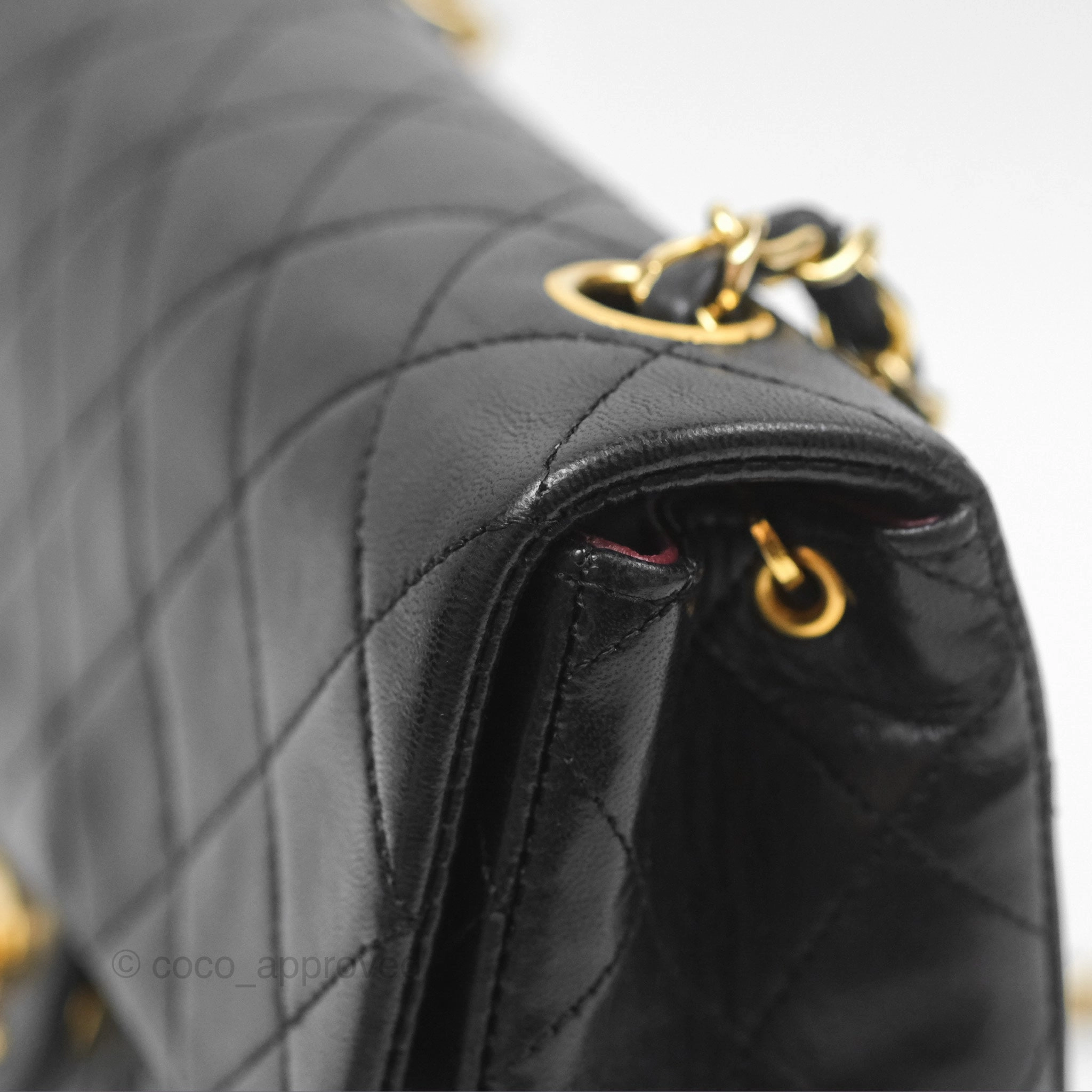 Chanel Vintage Square Flap Bag Black Lambskin 24K Gold Hardware