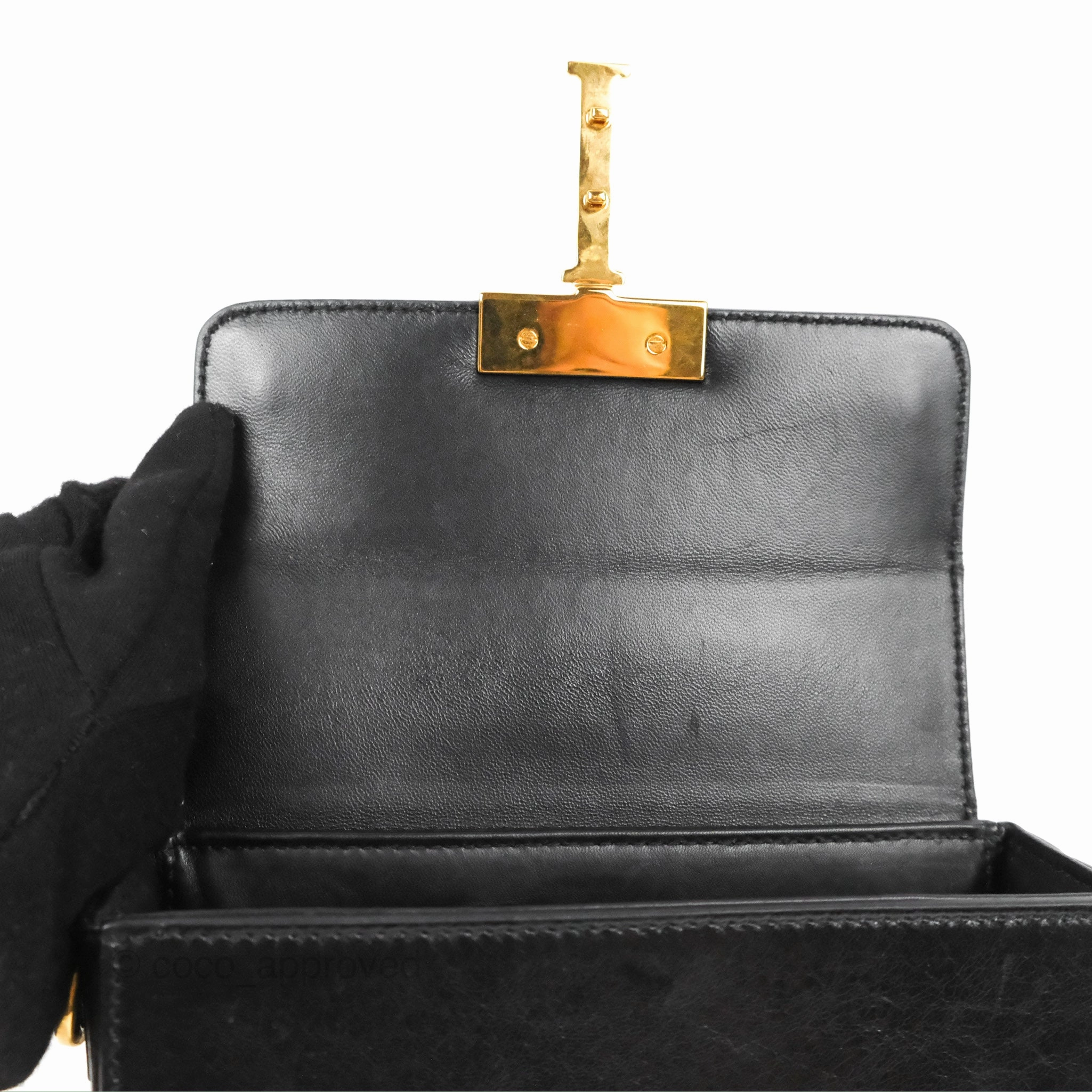 Christian Dior 30 Montaigne Box Bag Black Shiny Clinked Lambskin Gold Hardware