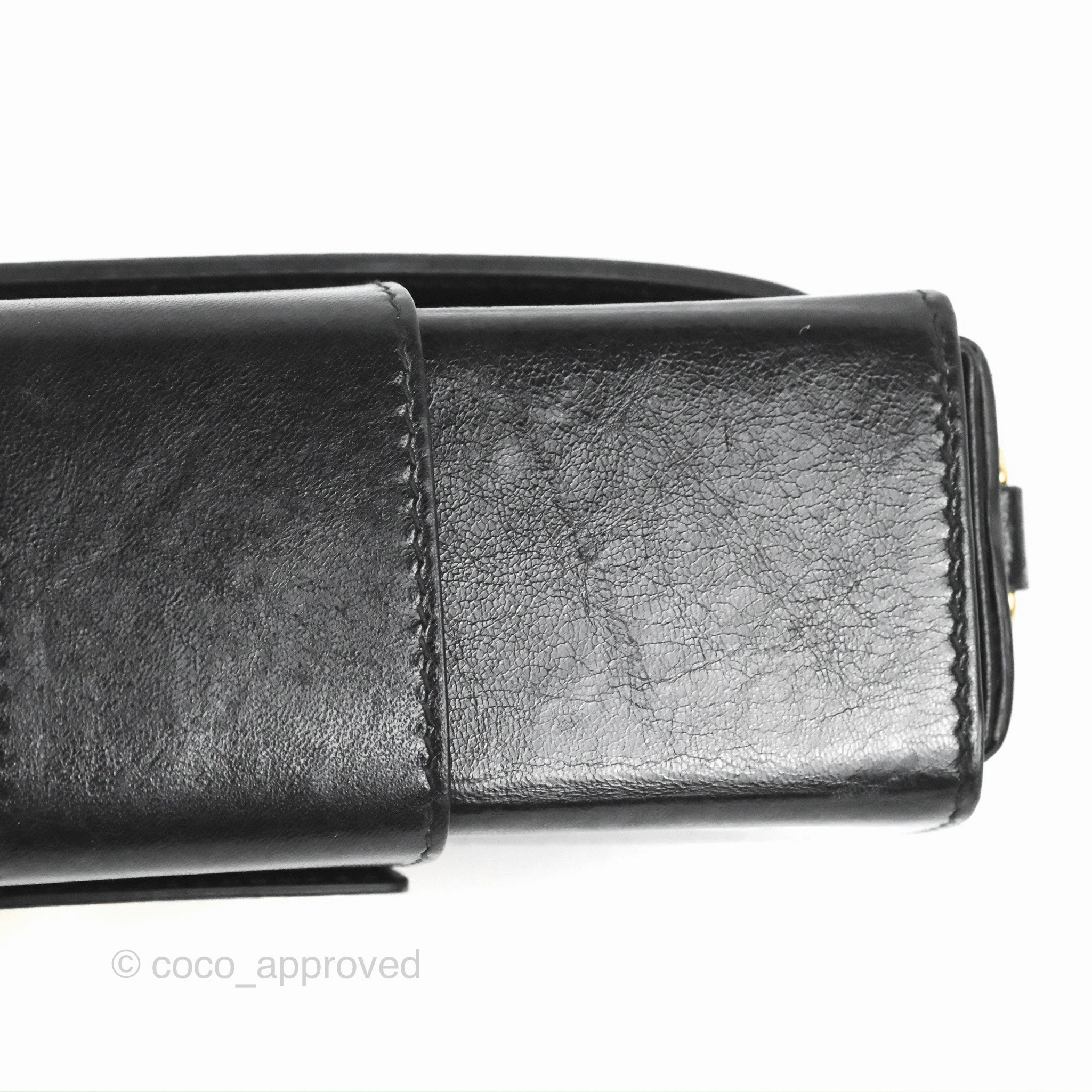 Christian Dior 30 Montaigne Box Bag Black Shiny Clinked Lambskin Gold Hardware
