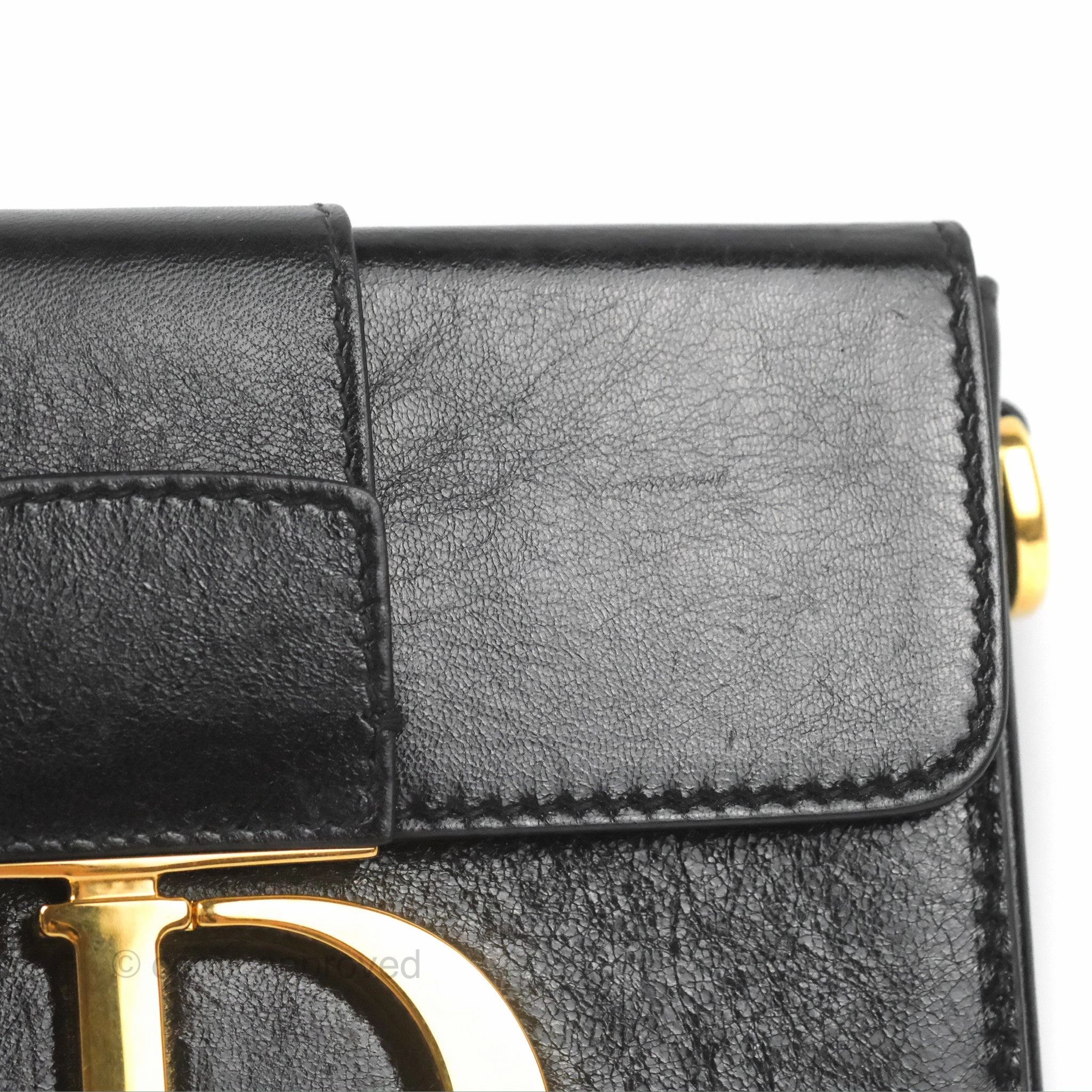 Christian Dior 30 Montaigne Box Bag Black Shiny Clinked Lambskin Gold Hardware