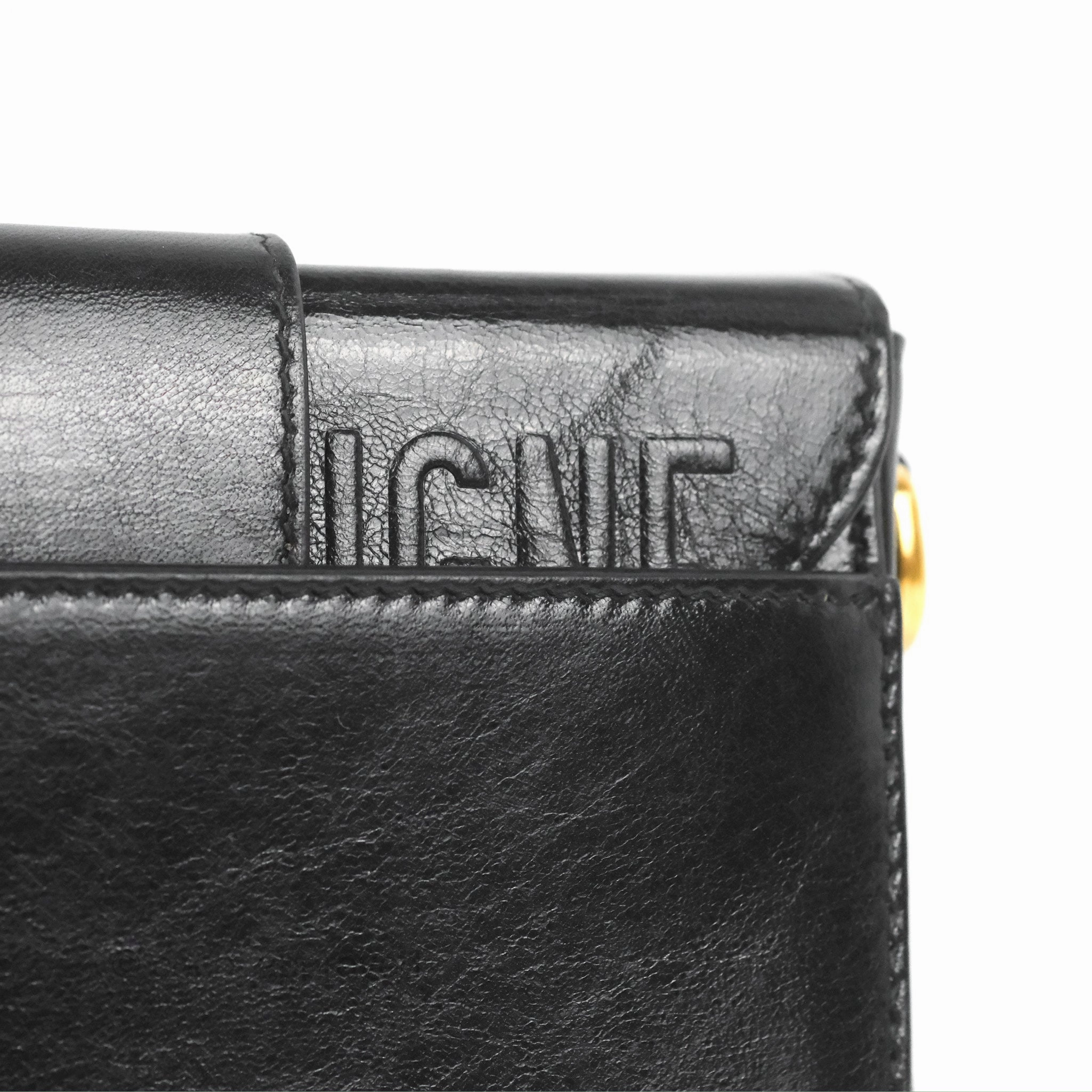 Christian Dior 30 Montaigne Box Bag Black Shiny Clinked Lambskin Gold Hardware