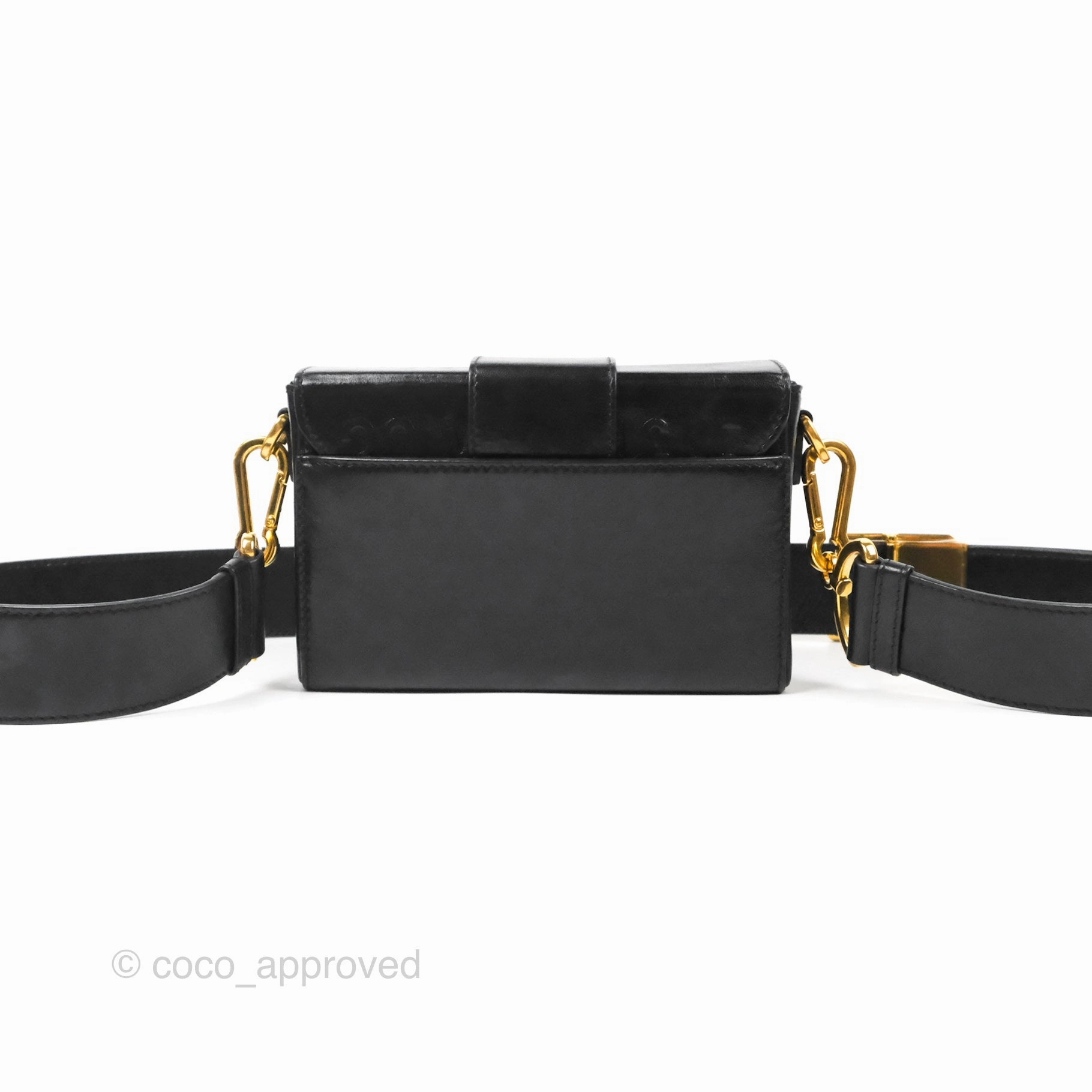 Christian Dior 30 Montaigne Box Bag Black Shiny Clinked Lambskin Gold Hardware