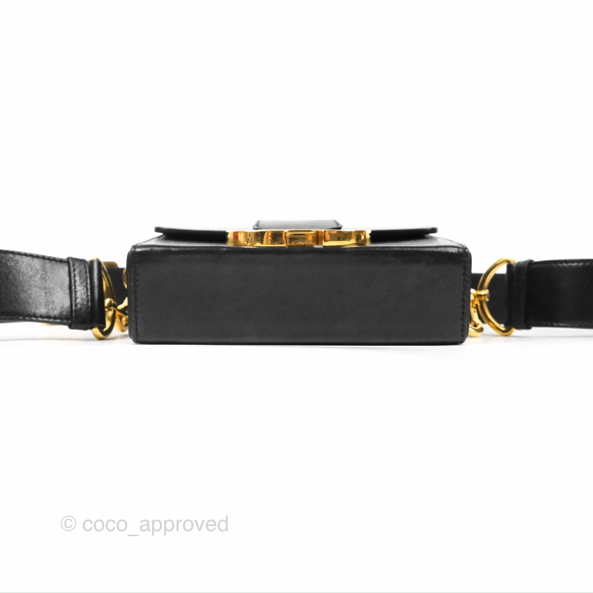 Christian Dior 30 Montaigne Box Bag Black Shiny Clinked Lambskin Gold Hardware