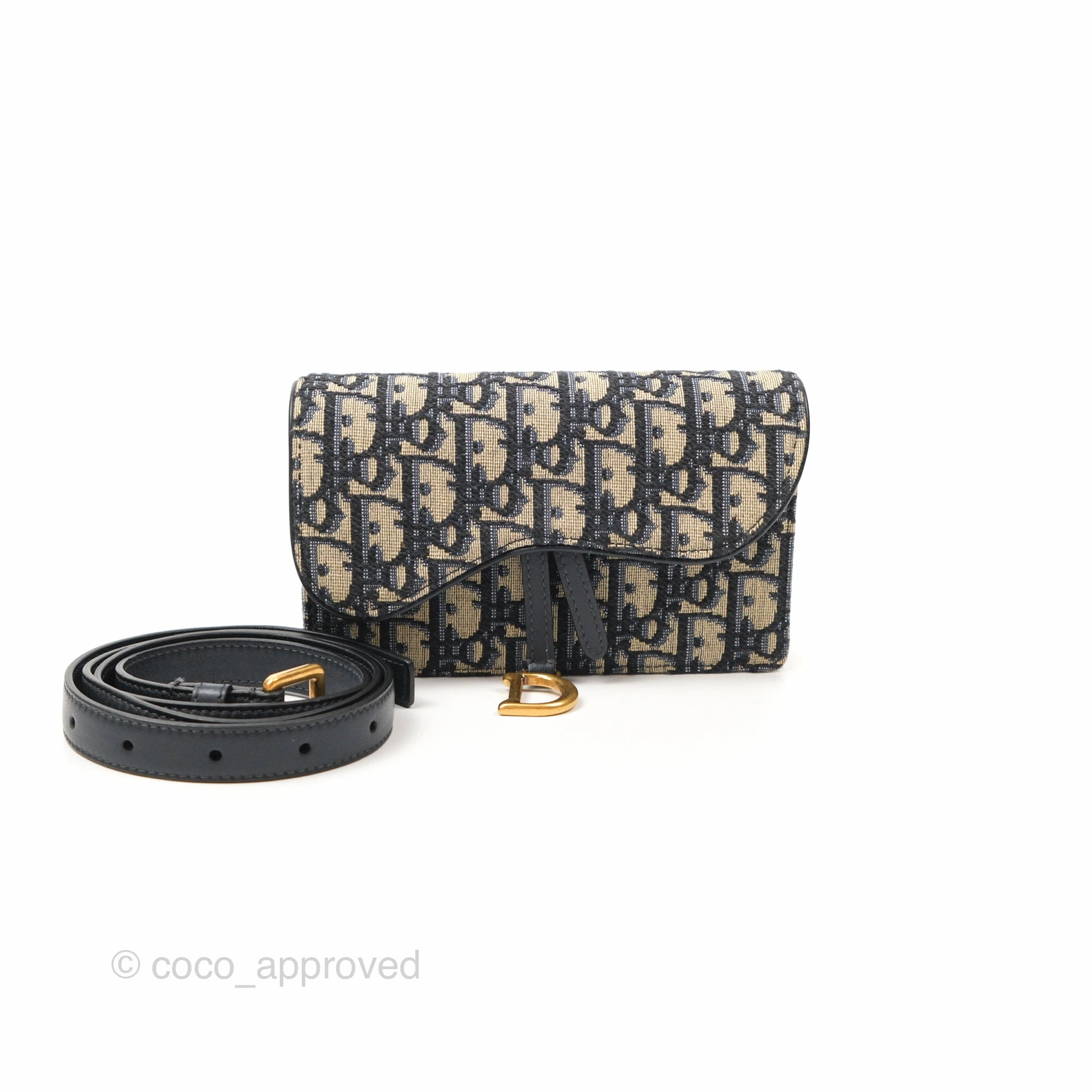 Christian Dior Blue Dior Oblique Jacquard Saddle Belt Pouch