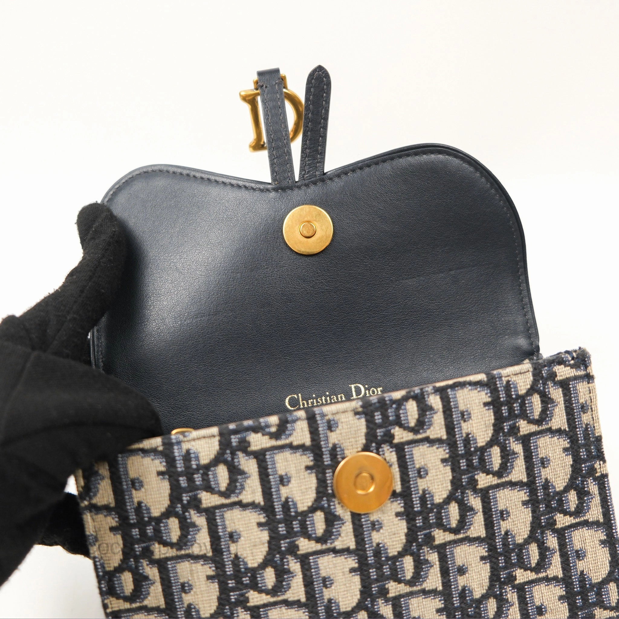 Christian Dior Blue Dior Oblique Jacquard Saddle Belt Pouch