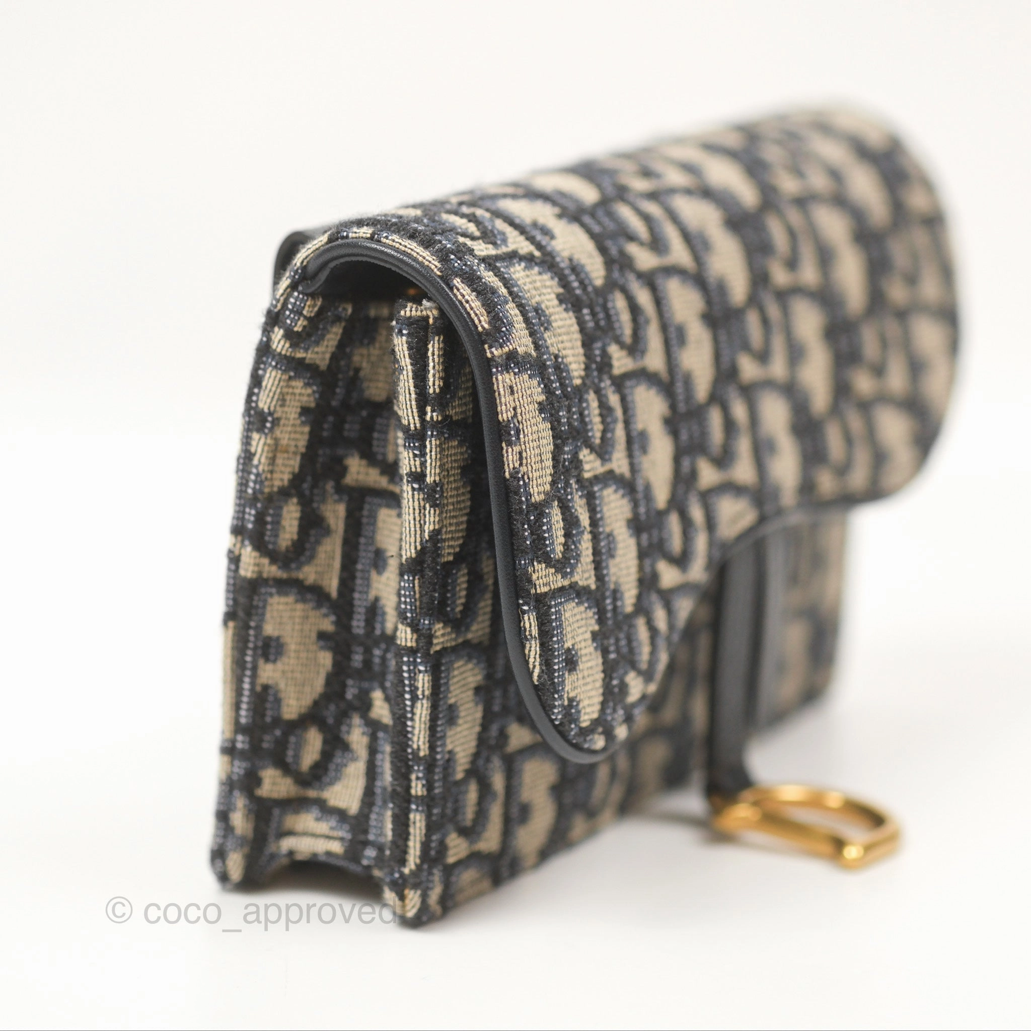 Christian Dior Blue Dior Oblique Jacquard Saddle Belt Pouch