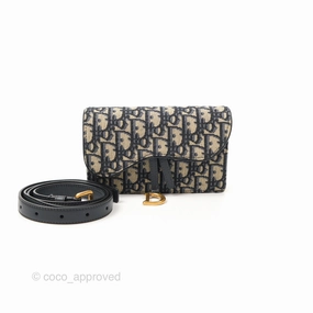 Christian Dior Blue Dior Oblique Jacquard Saddle Belt Pouch
