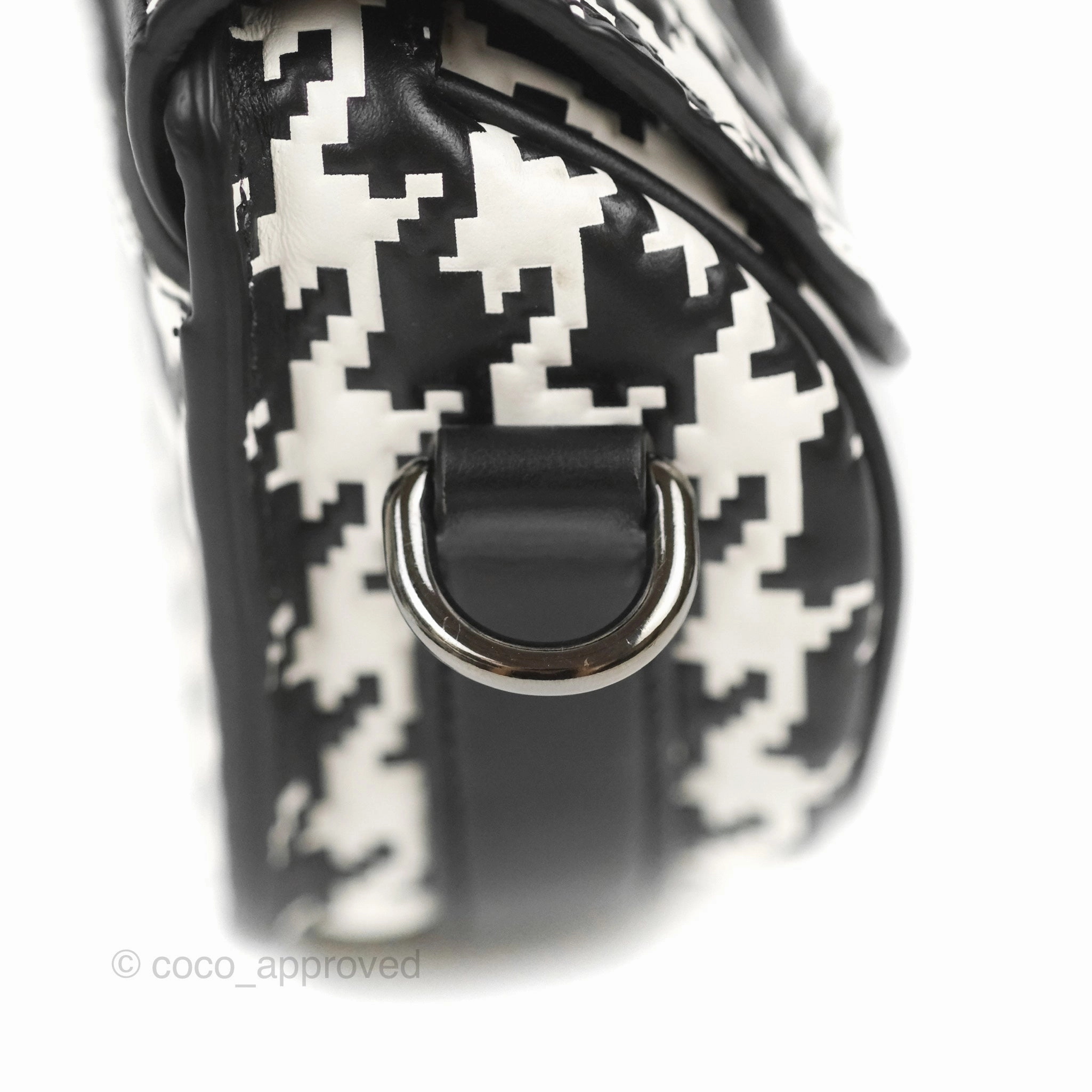 Christian Dior Bobby East-West Bag Black And White Houndstooth Embossed Calfskin