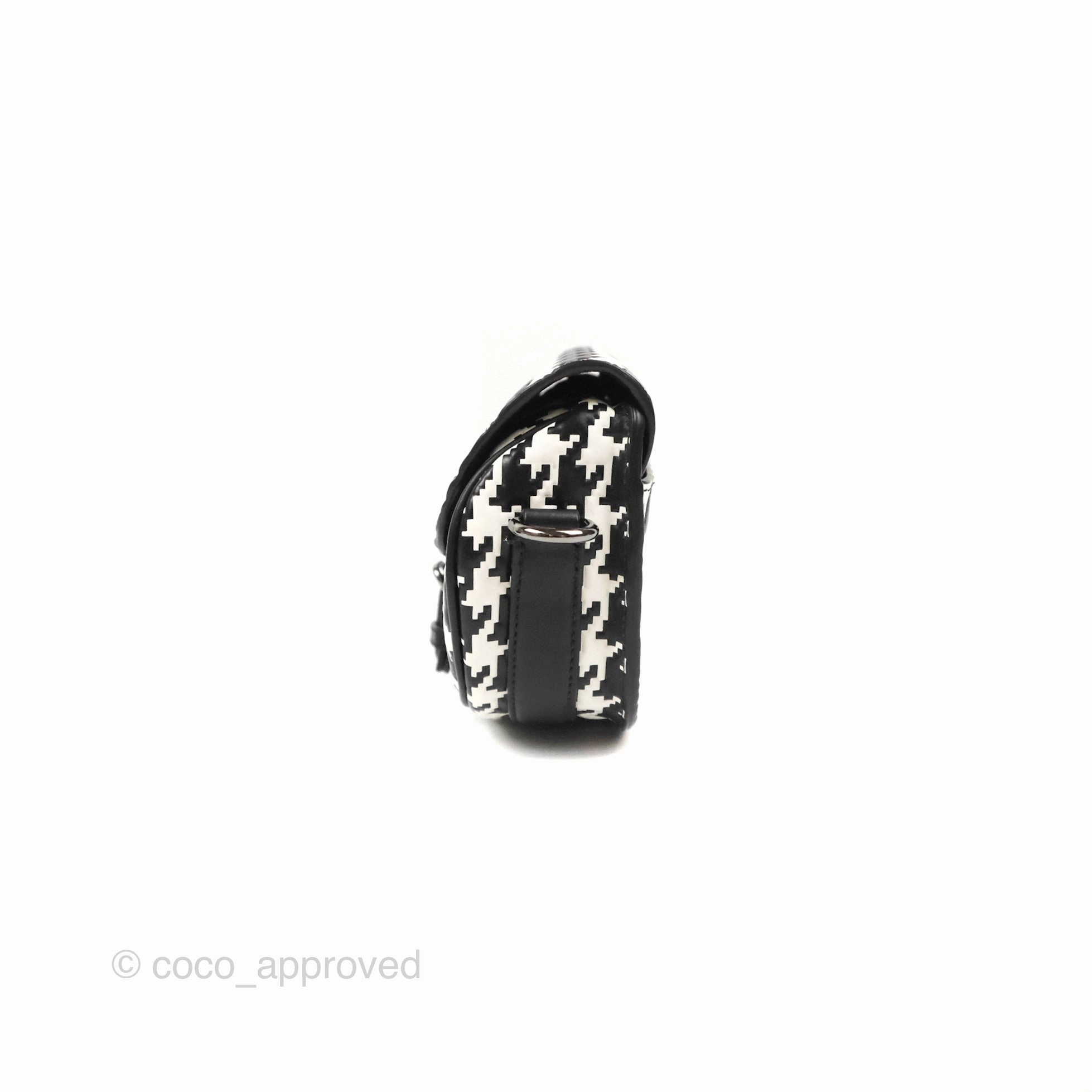 Christian Dior Bobby East-West Bag Black And White Houndstooth Embossed Calfskin