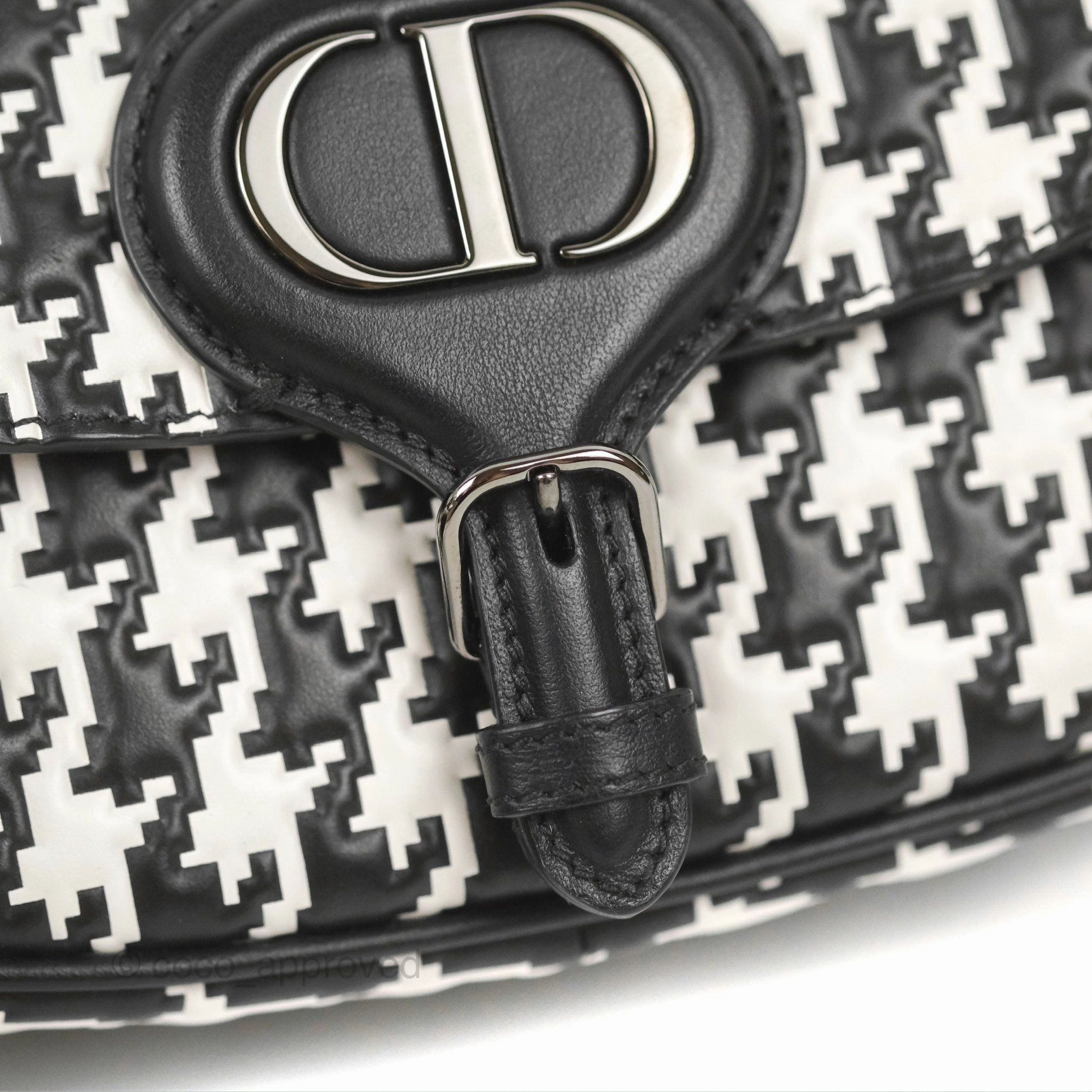 Christian Dior Bobby East-West Bag Black And White Houndstooth Embossed Calfskin