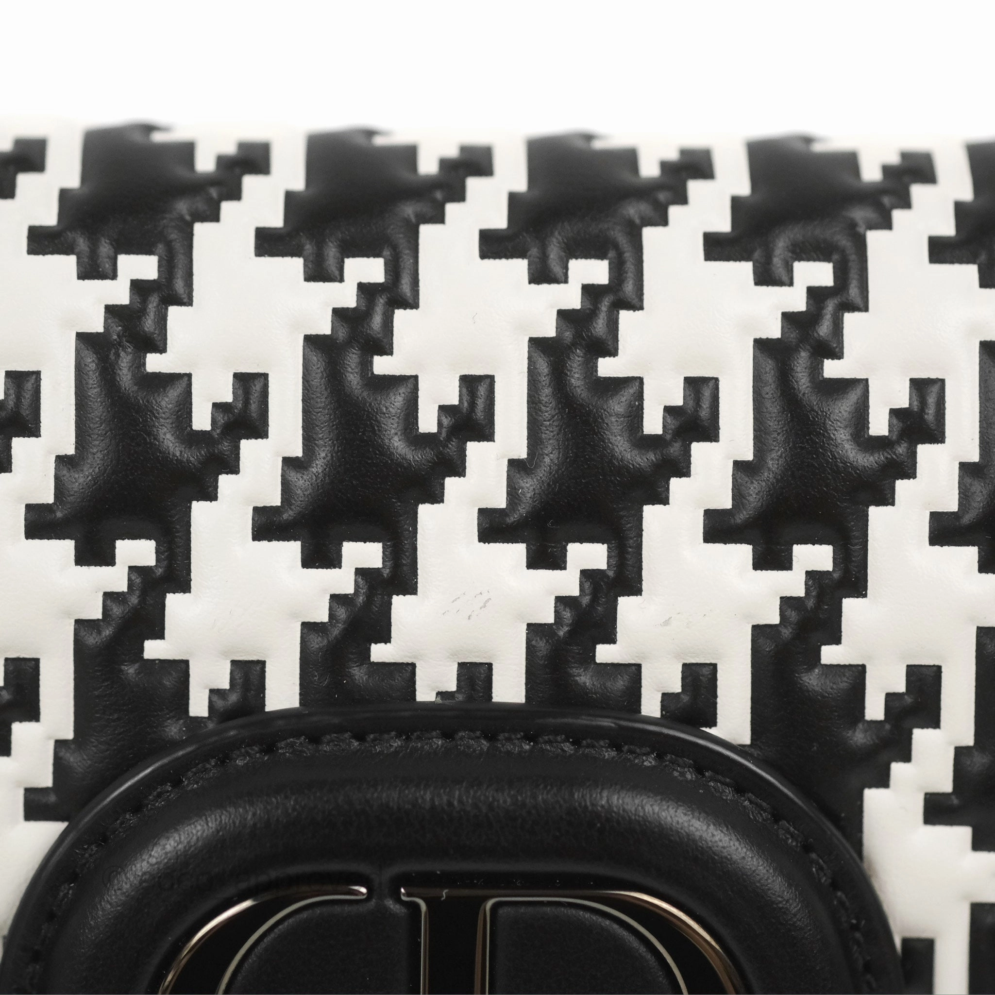 Christian Dior Bobby East-West Bag Black And White Houndstooth Embossed Calfskin