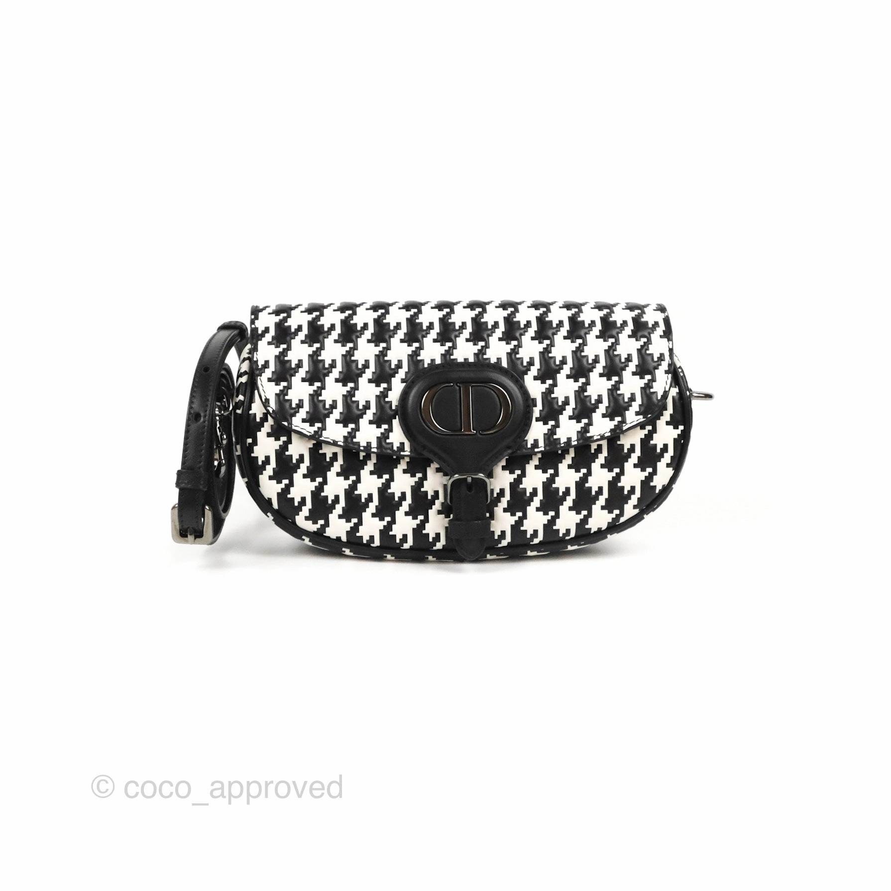 Christian Dior Bobby East-West Bag Black And White Houndstooth Embossed Calfskin