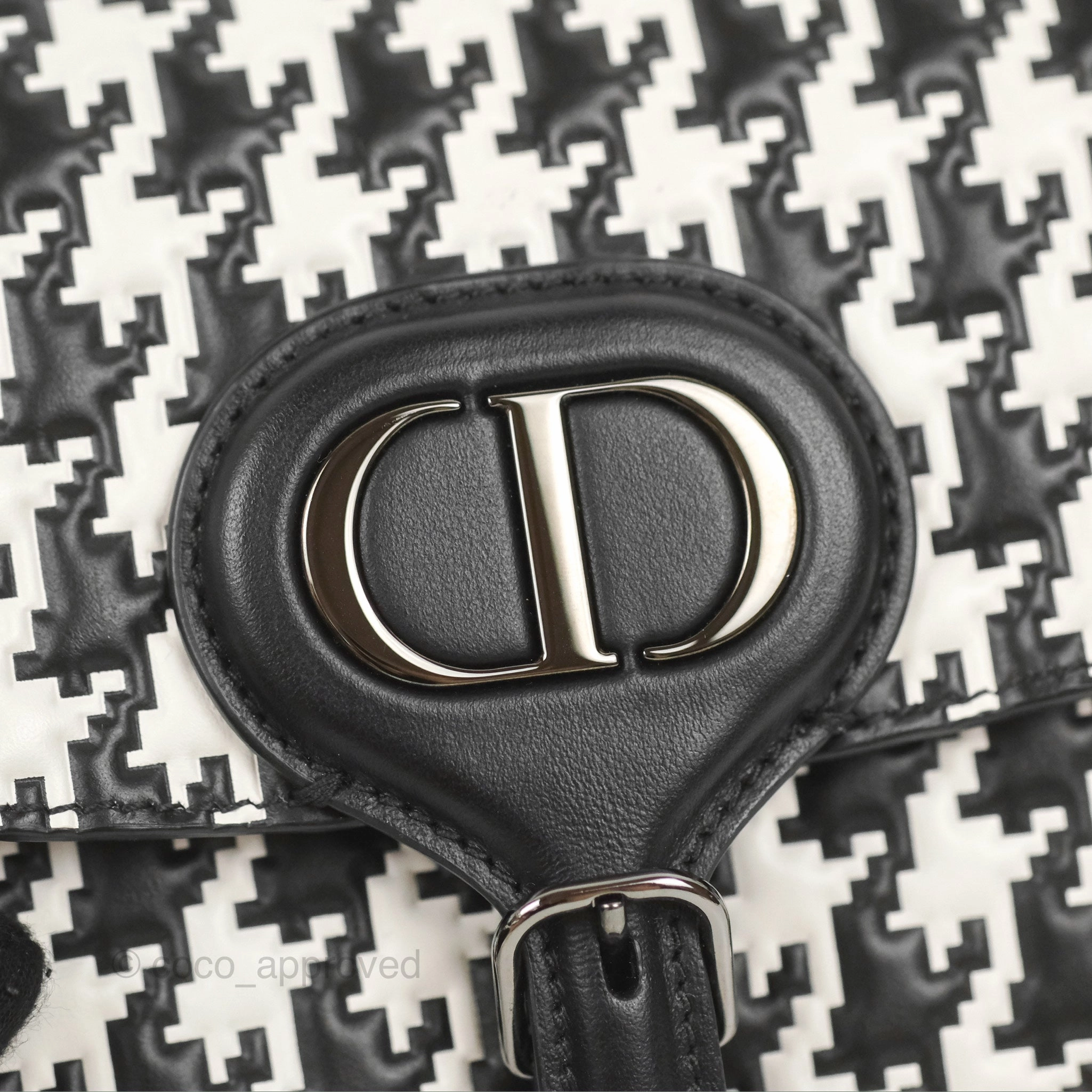 Christian Dior Bobby East-West Bag Black And White Houndstooth Embossed Calfskin