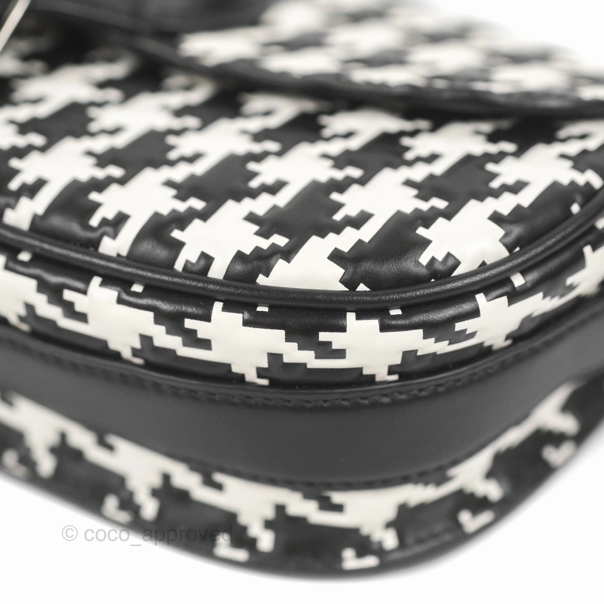 Christian Dior Bobby East-West Bag Black And White Houndstooth Embossed Calfskin
