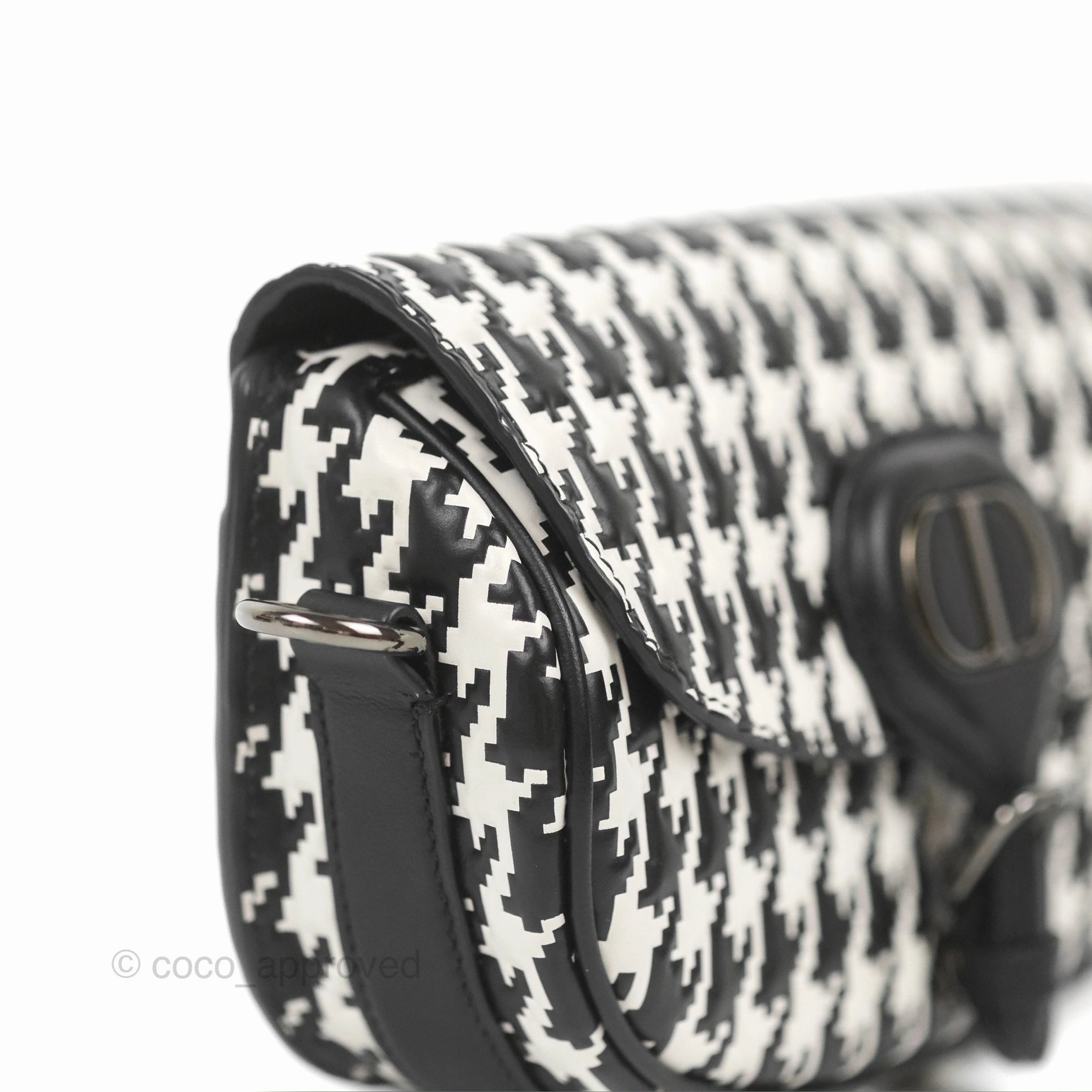 Christian Dior Bobby East-West Bag Black And White Houndstooth Embossed Calfskin