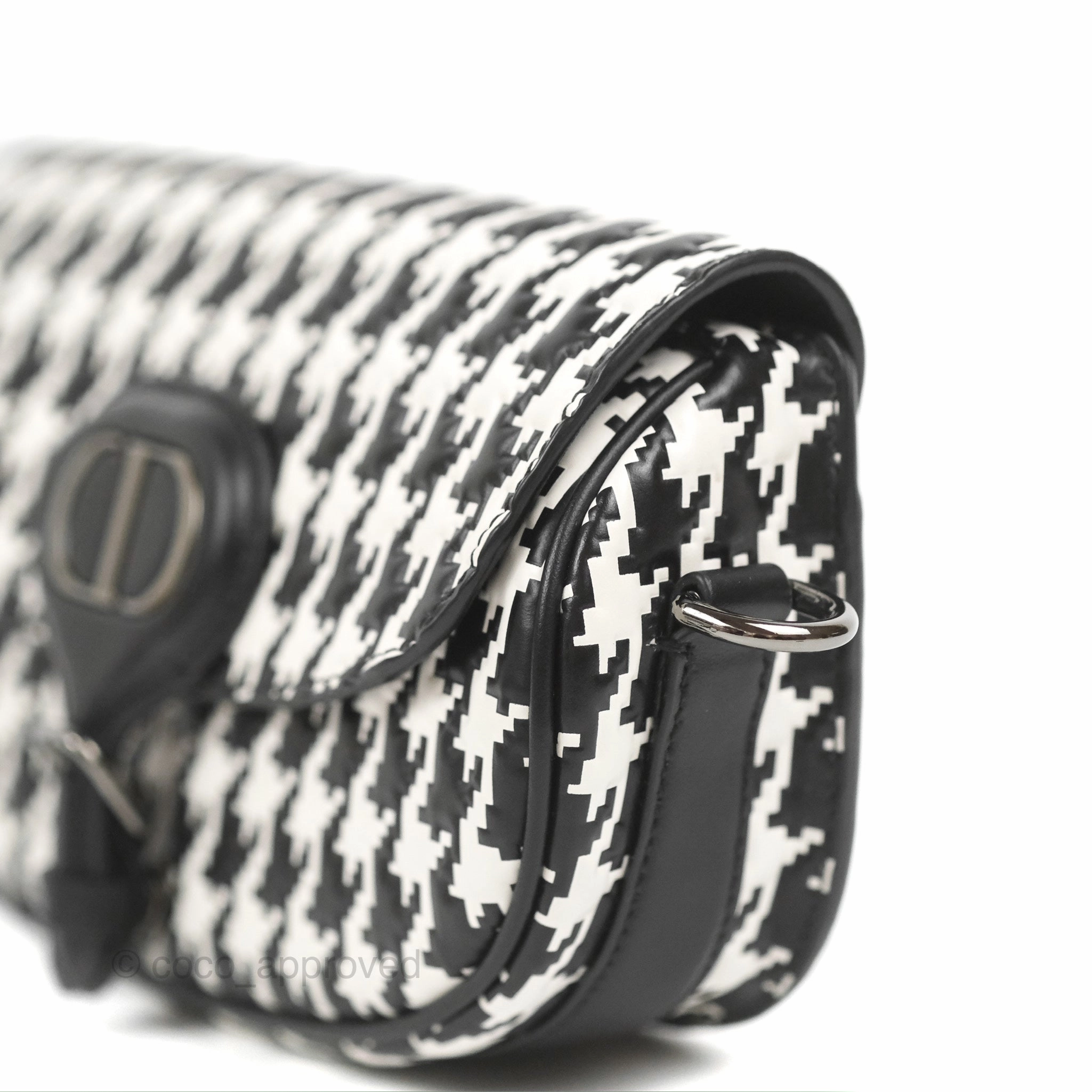Christian Dior Bobby East-West Bag Black And White Houndstooth Embossed Calfskin