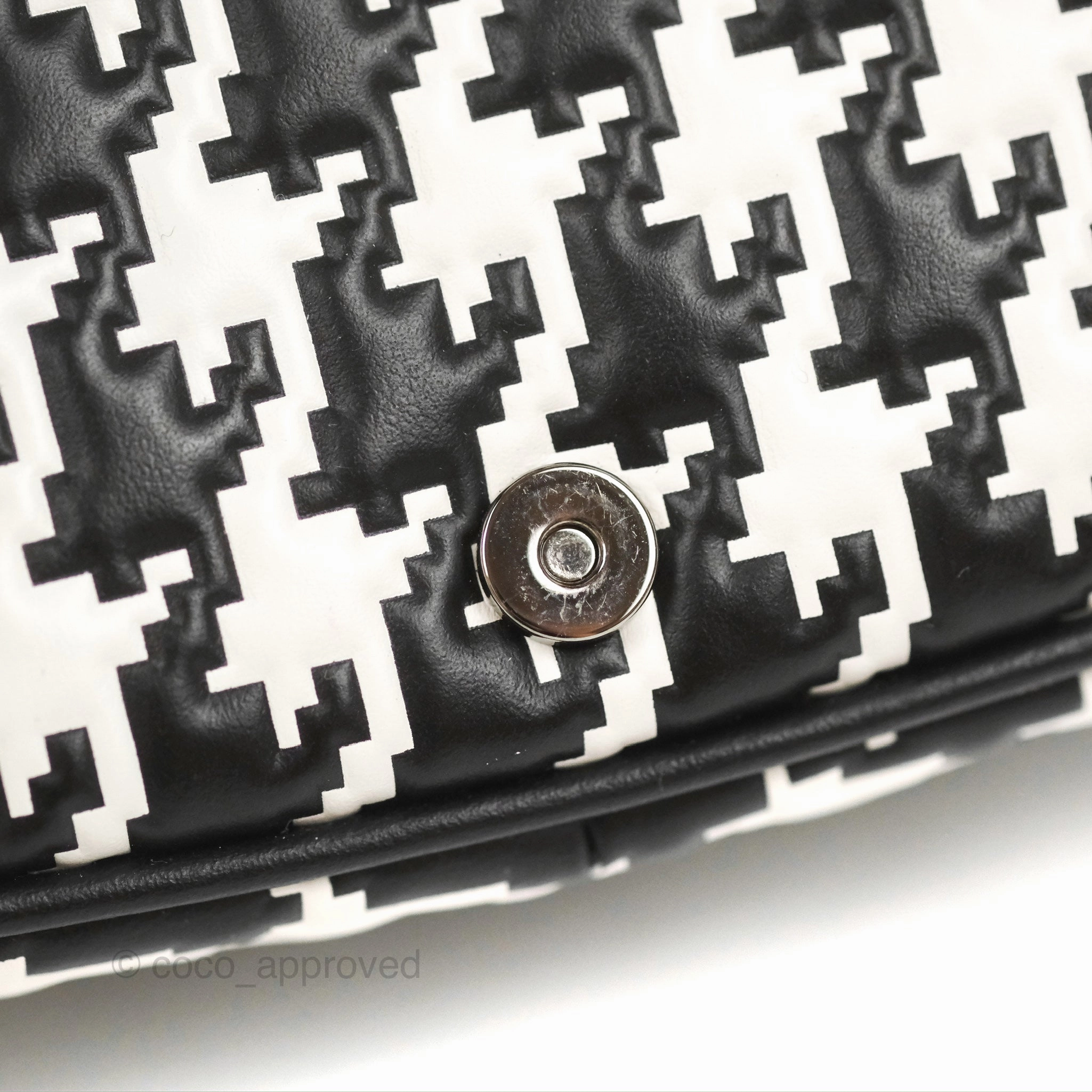 Christian Dior Bobby East-West Bag Black And White Houndstooth Embossed Calfskin