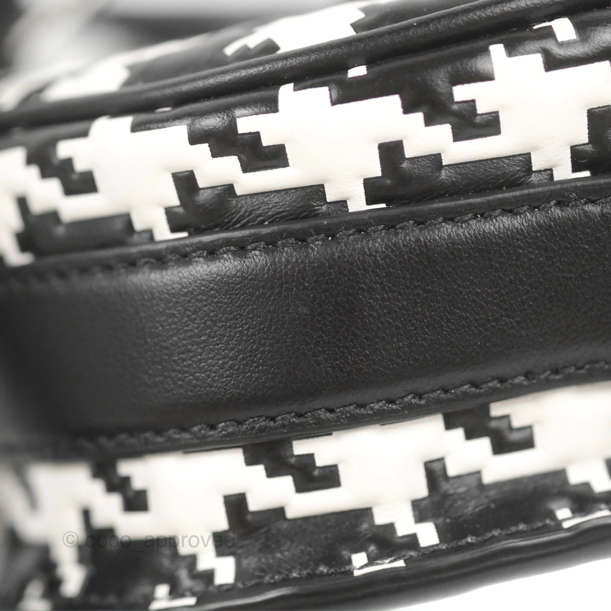 Christian Dior Bobby East-West Bag Black And White Houndstooth Embossed Calfskin