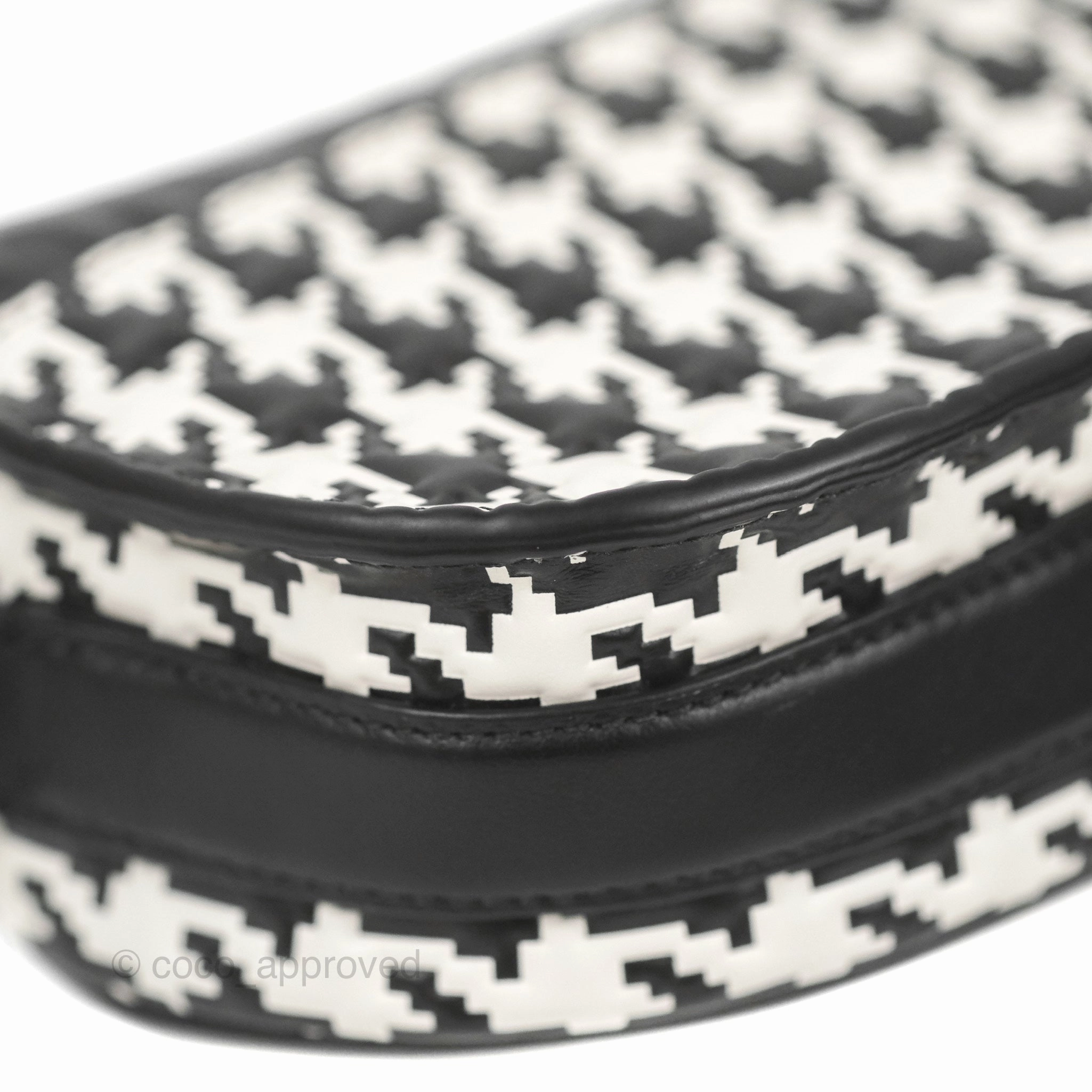 Christian Dior Bobby East-West Bag Black And White Houndstooth Embossed Calfskin