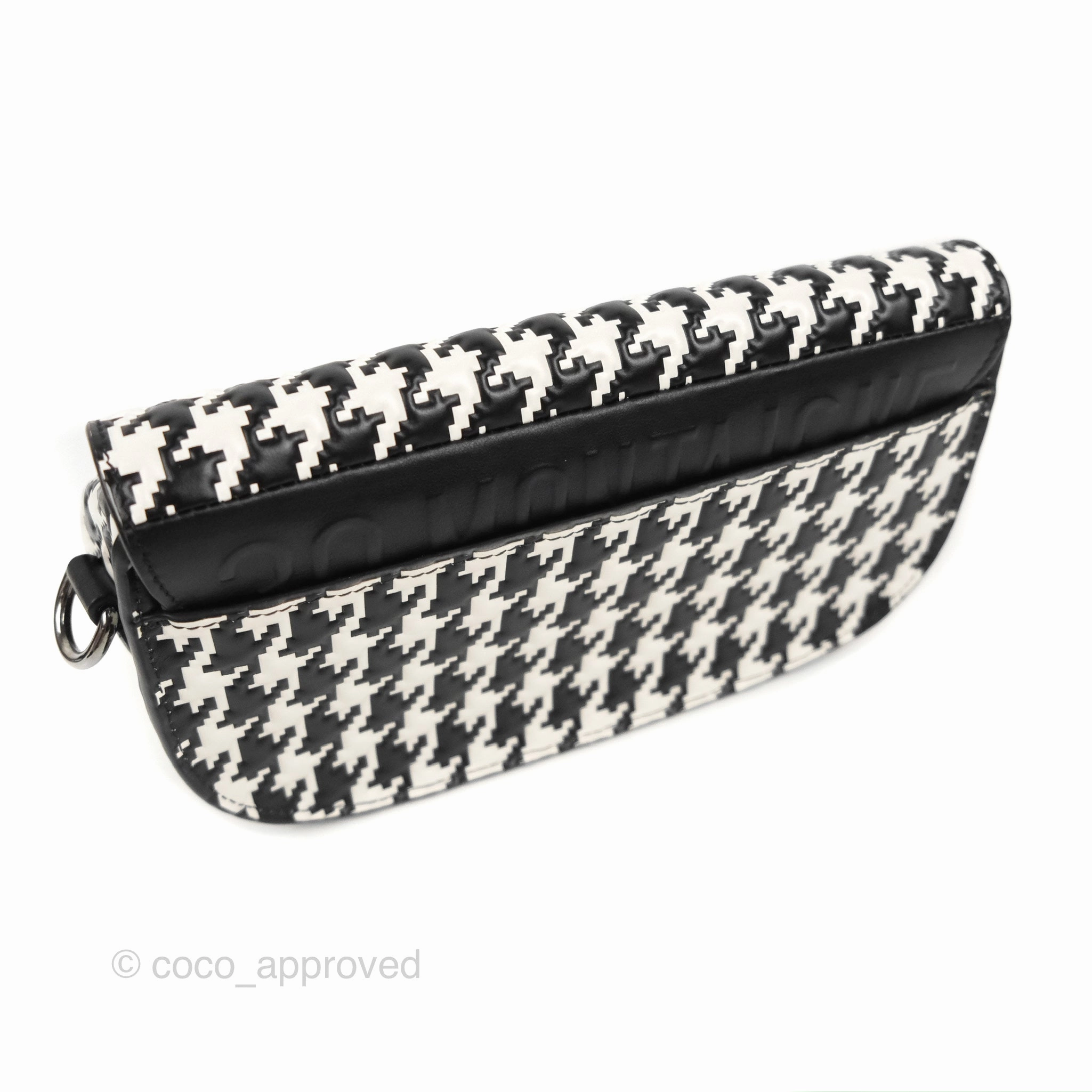 Christian Dior Bobby East-West Bag Black And White Houndstooth Embossed Calfskin
