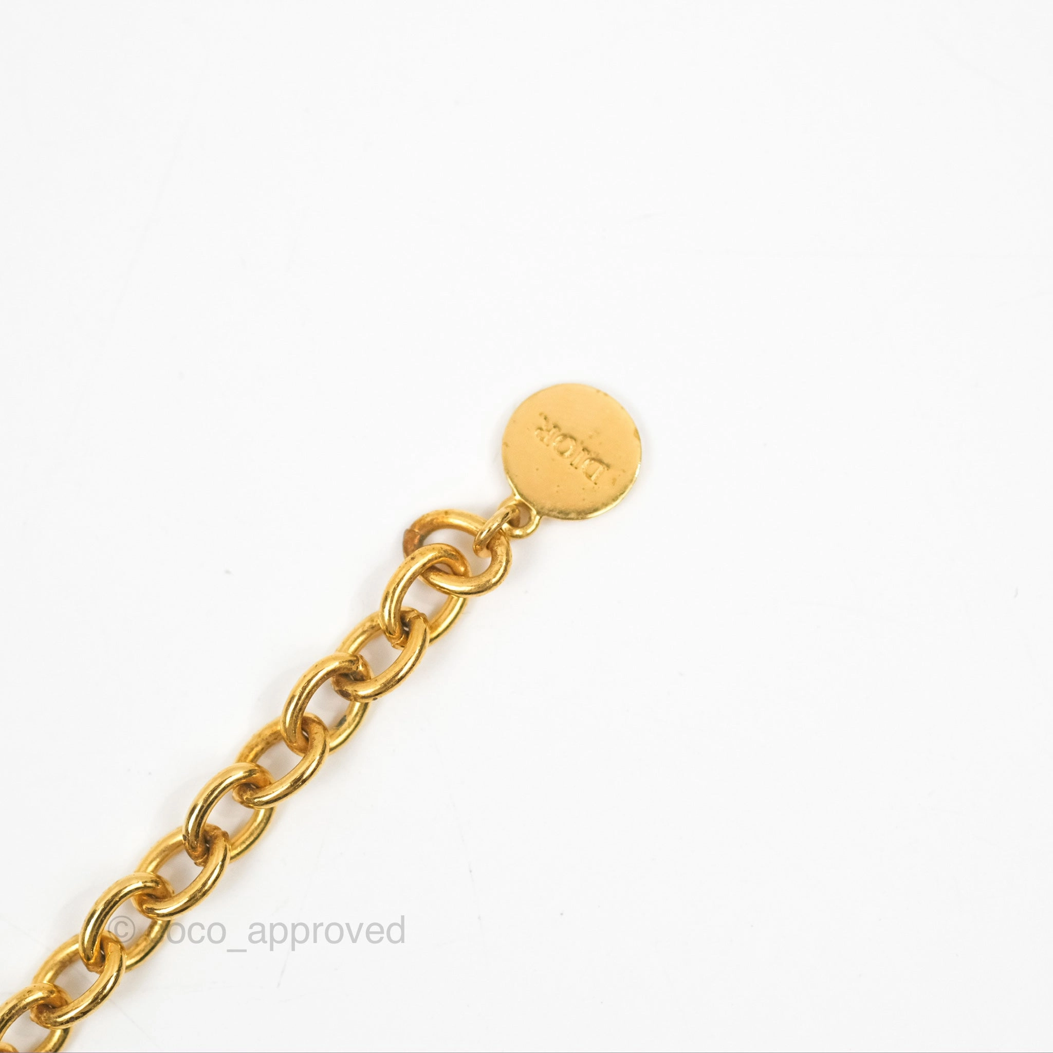 Christian Dior CD Chain Choker Necklace Gold Tone