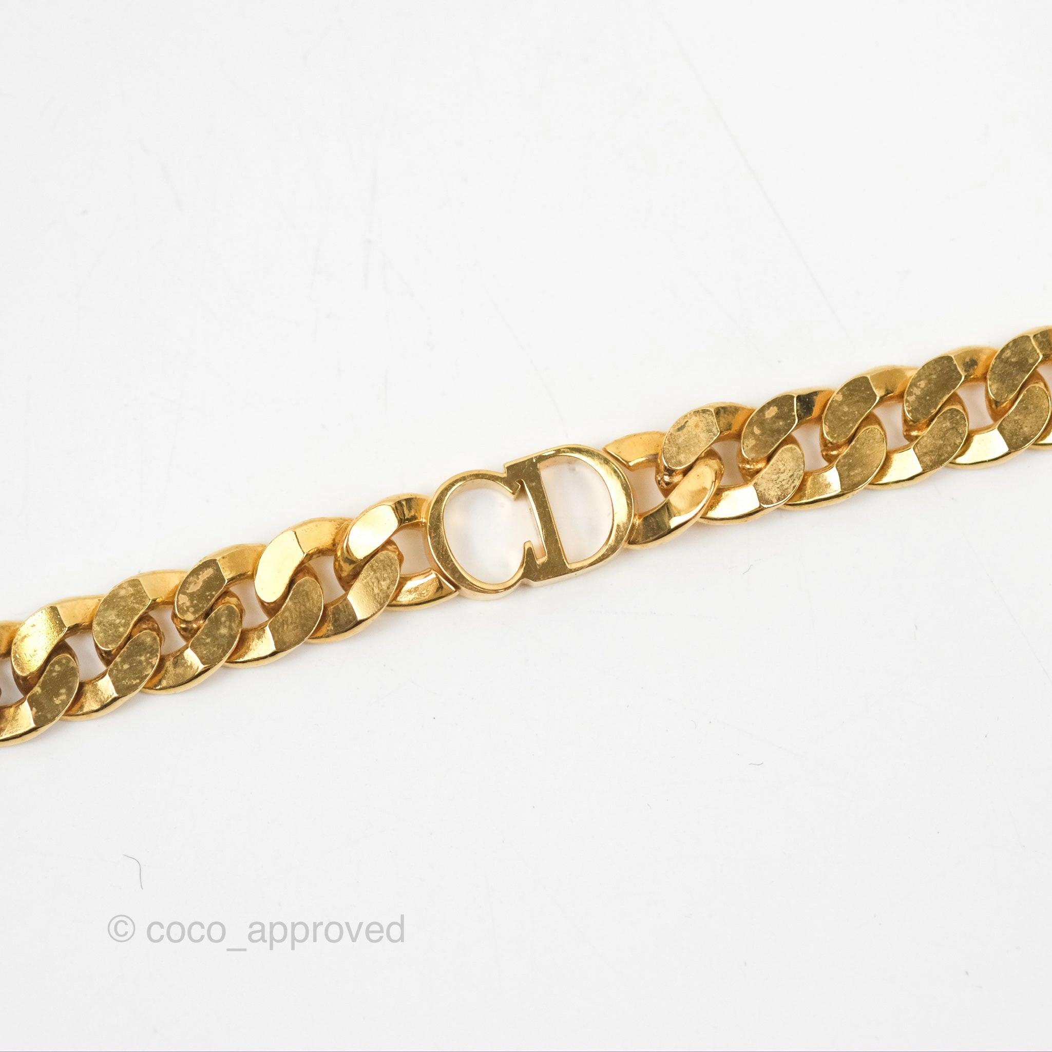 Christian Dior CD Chain Choker Necklace Gold Tone