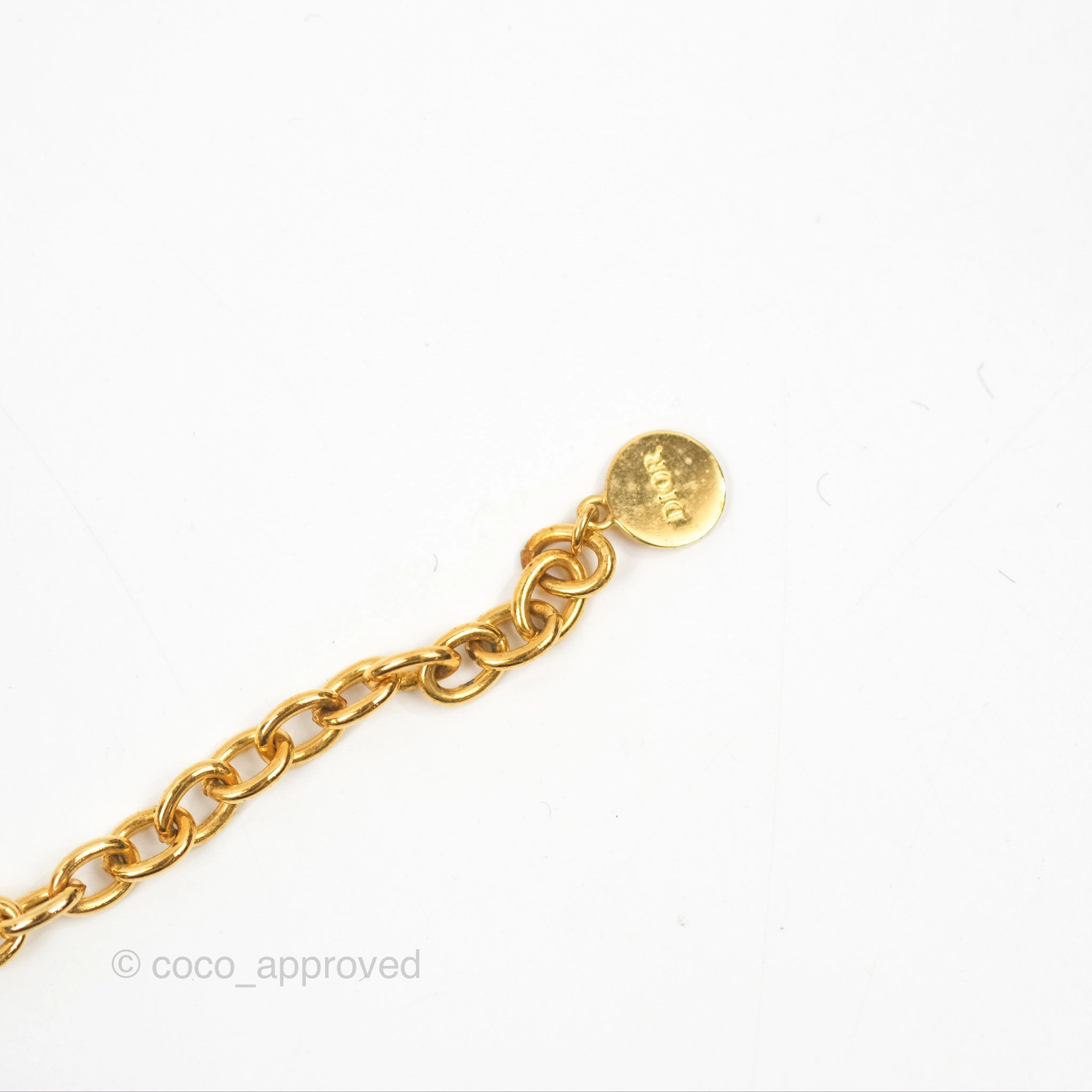 Christian Dior CD Chain Choker Necklace Gold Tone