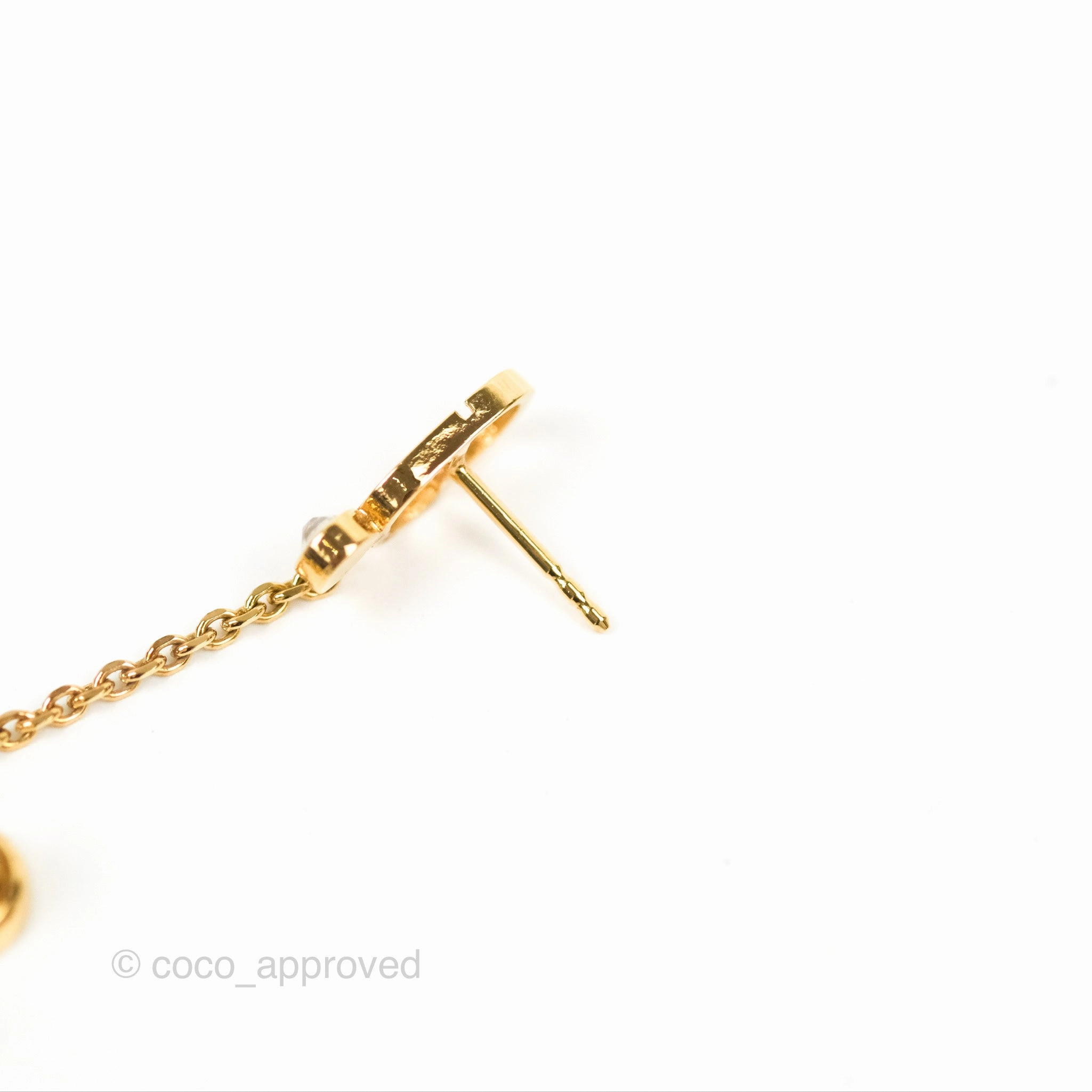 Christian Dior CD Crystal Star Chain Drop Earrings Gold Tone