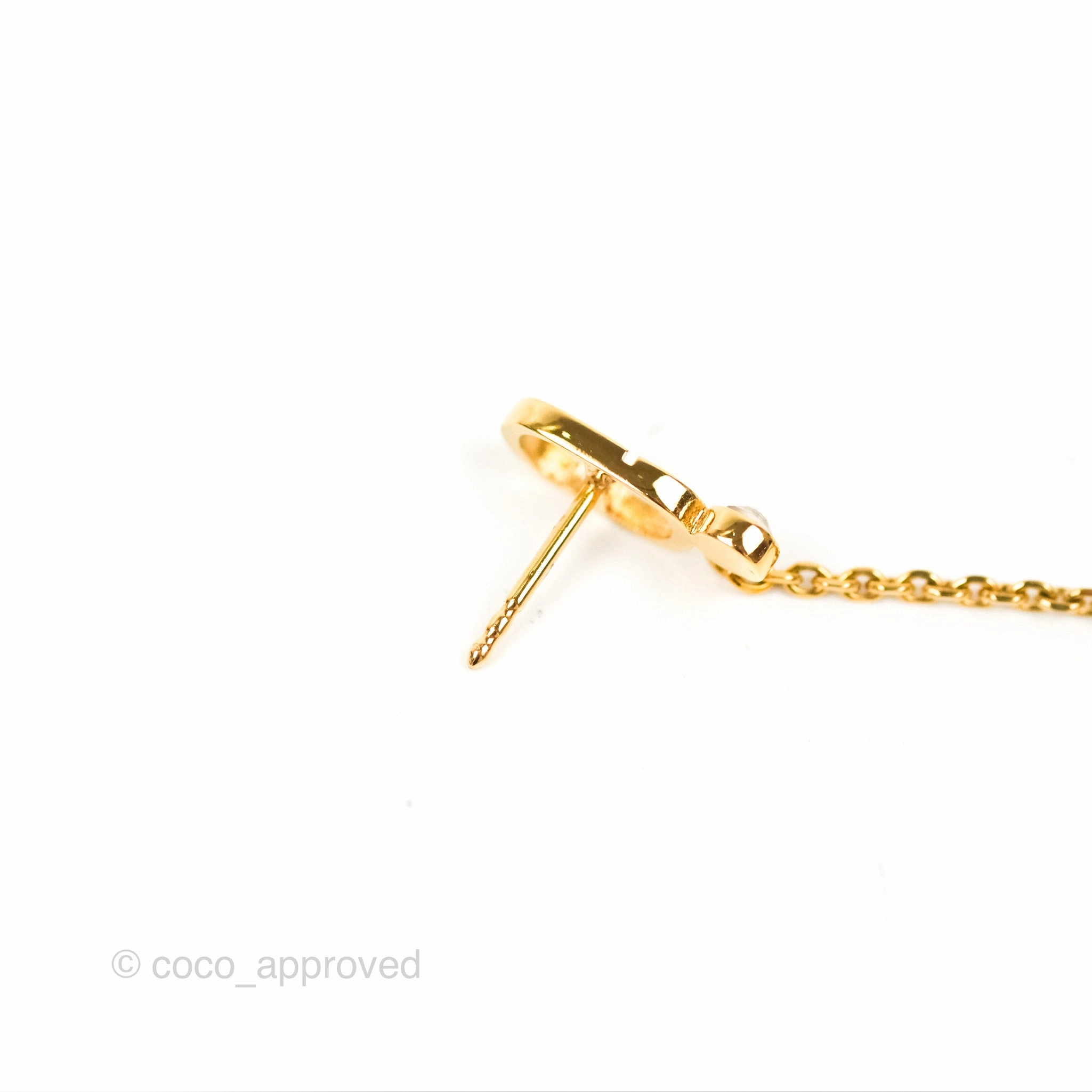 Christian Dior CD Crystal Star Chain Drop Earrings Gold Tone