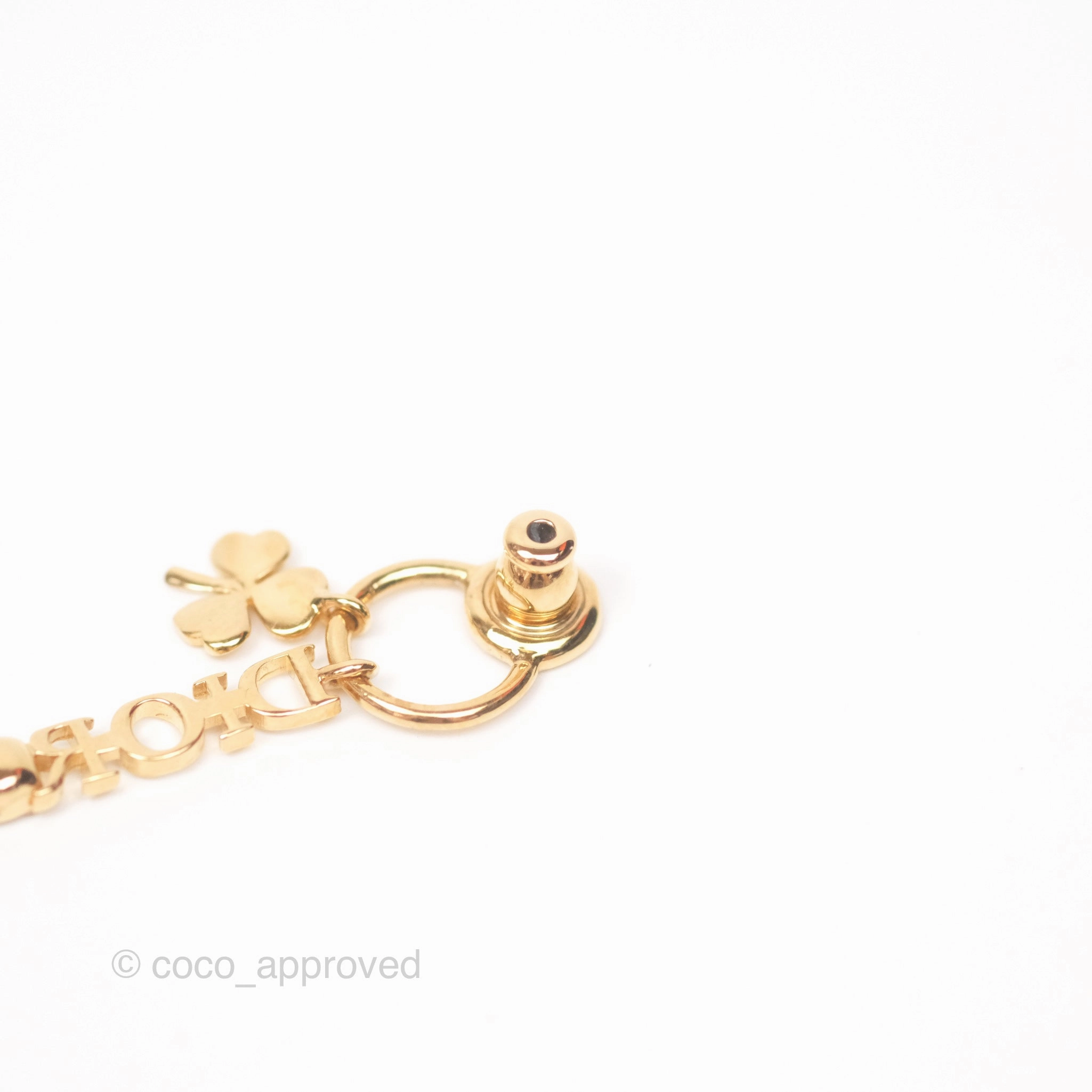 Christian Dior Crystal Star Drop Clover Earrings Gold Tone