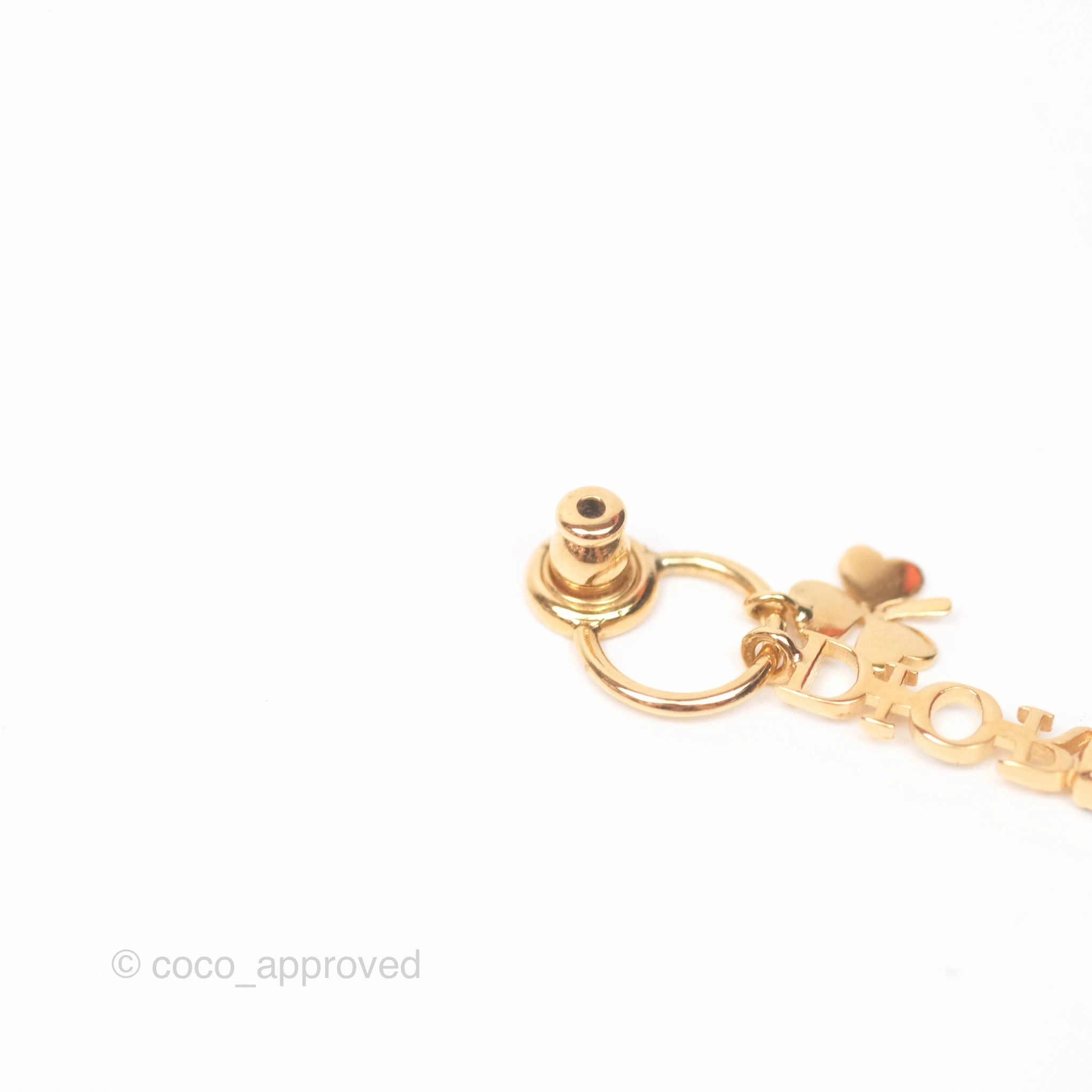 Christian Dior Crystal Star Drop Clover Earrings Gold Tone