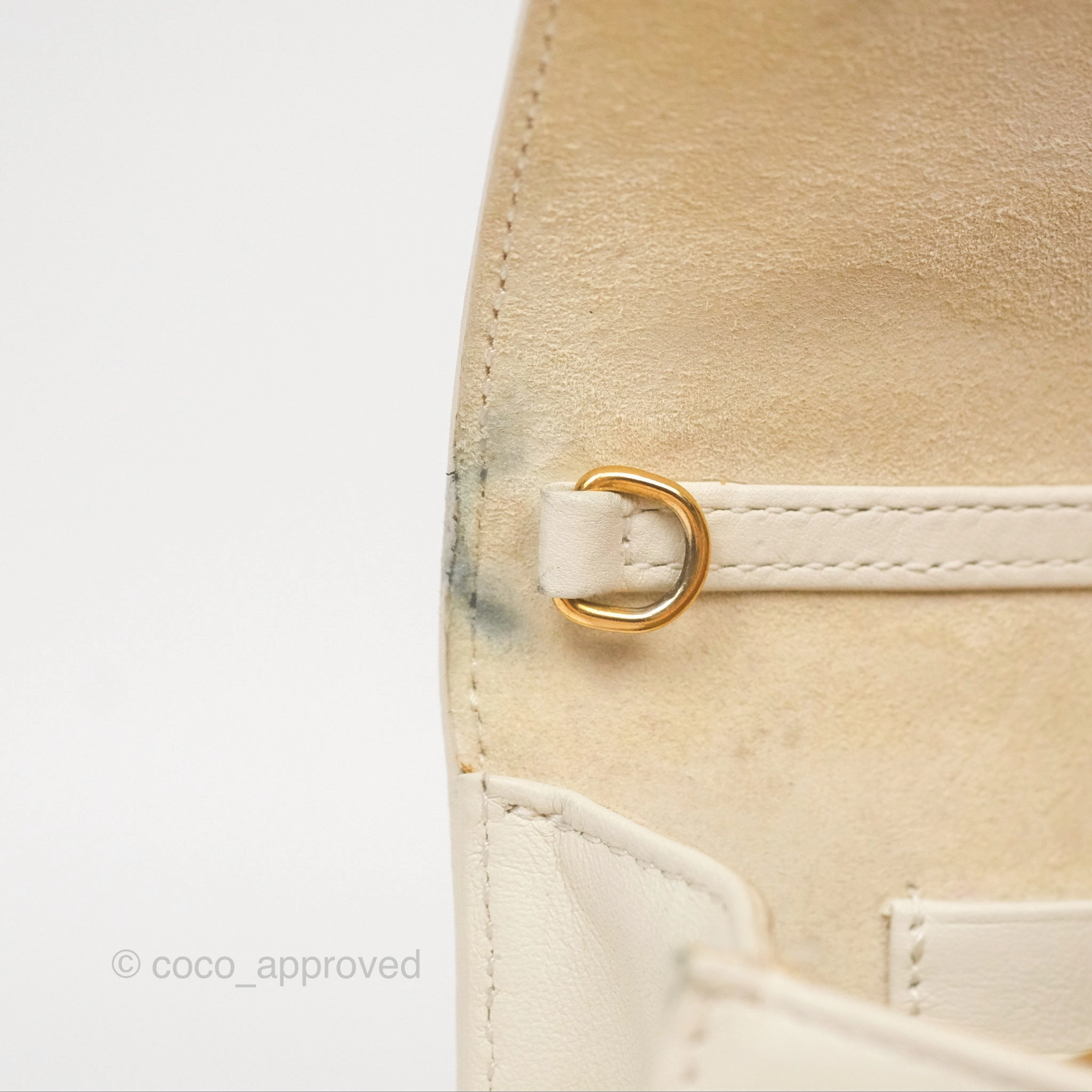 Christian Dior Diorama Wallet on Chain in White Calfskin Studded Gold