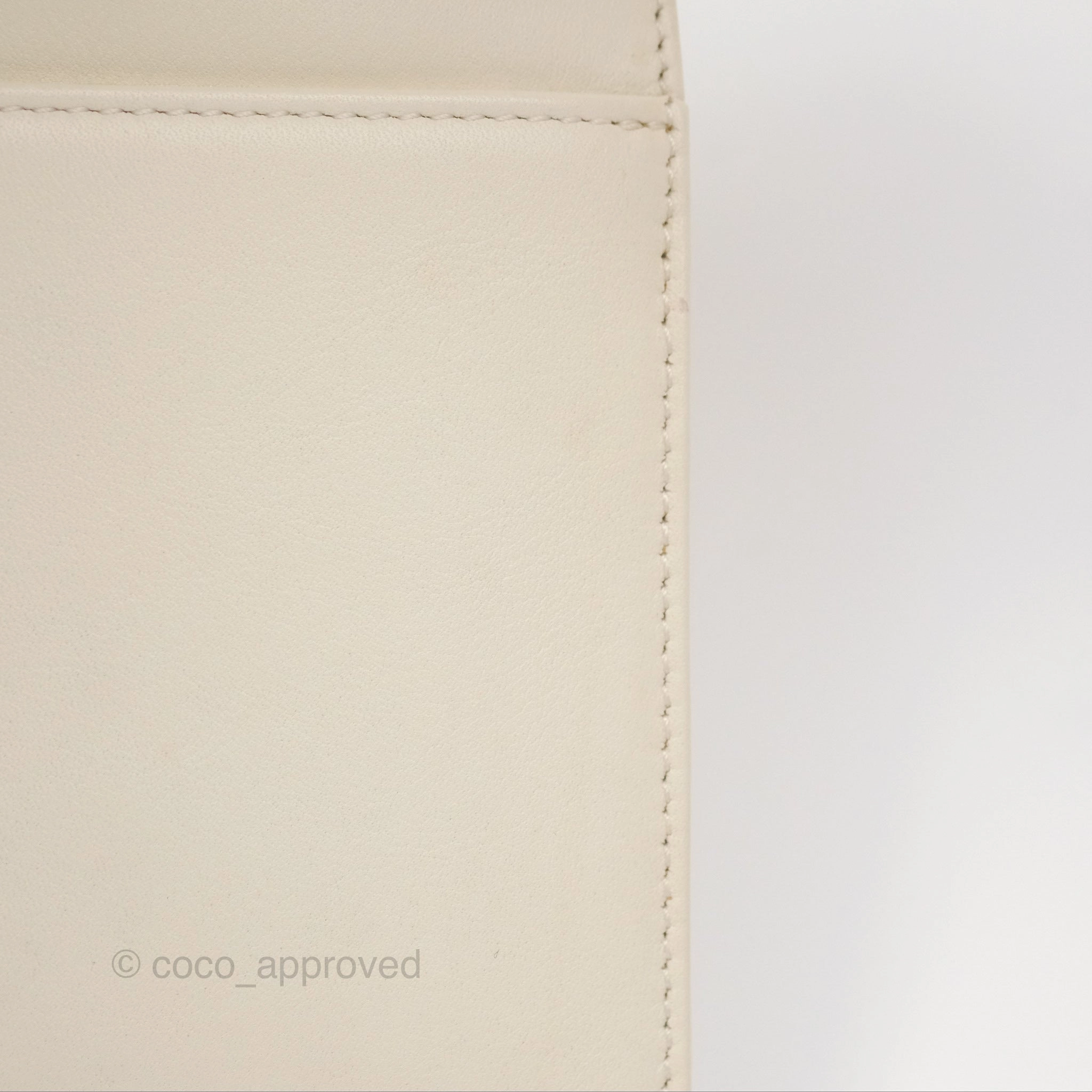 Christian Dior Diorama Wallet on Chain in White Calfskin Studded Gold