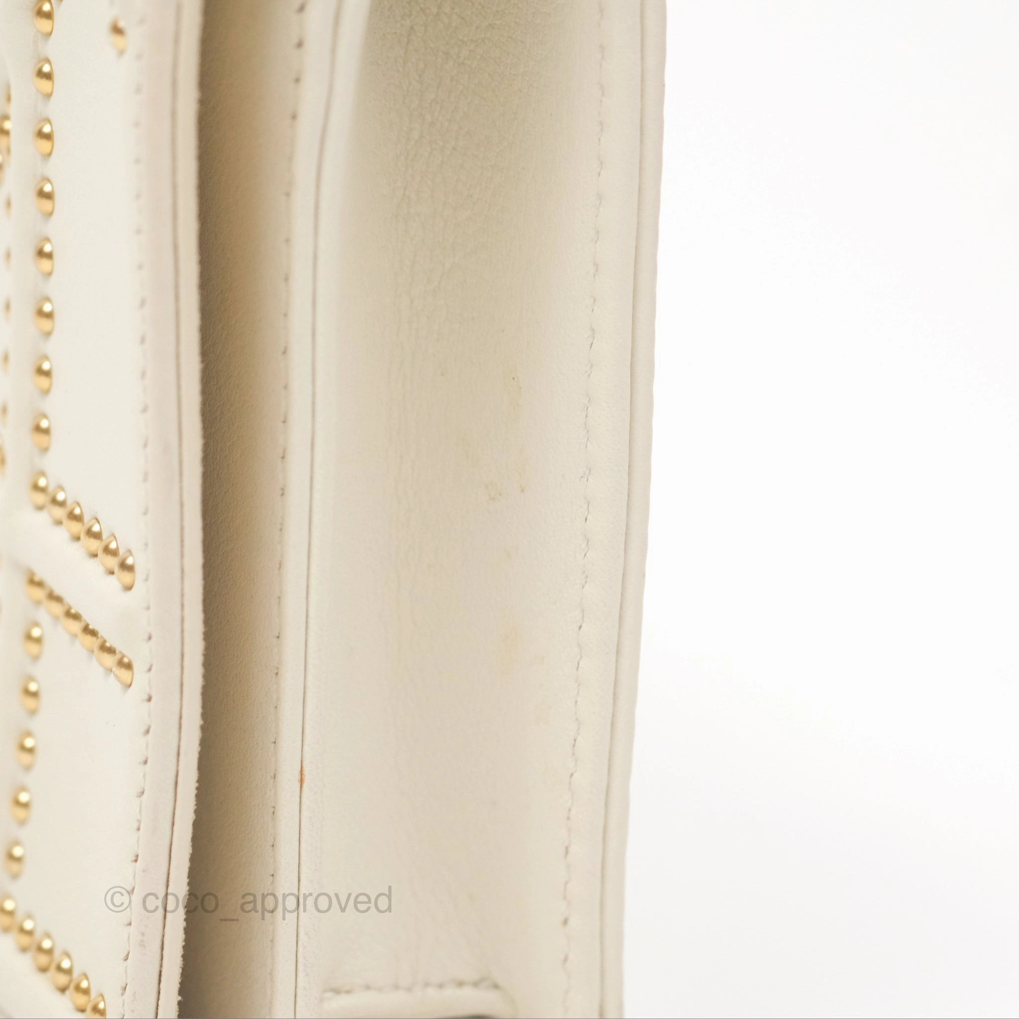 Christian Dior Diorama Wallet on Chain in White Calfskin Studded Gold