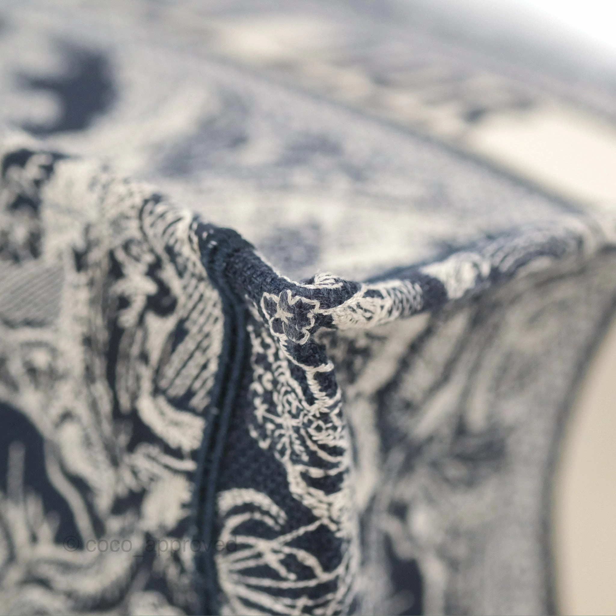 Christian Dior Embroidered Toile De Jouy Small Canvas Book Tote Navy