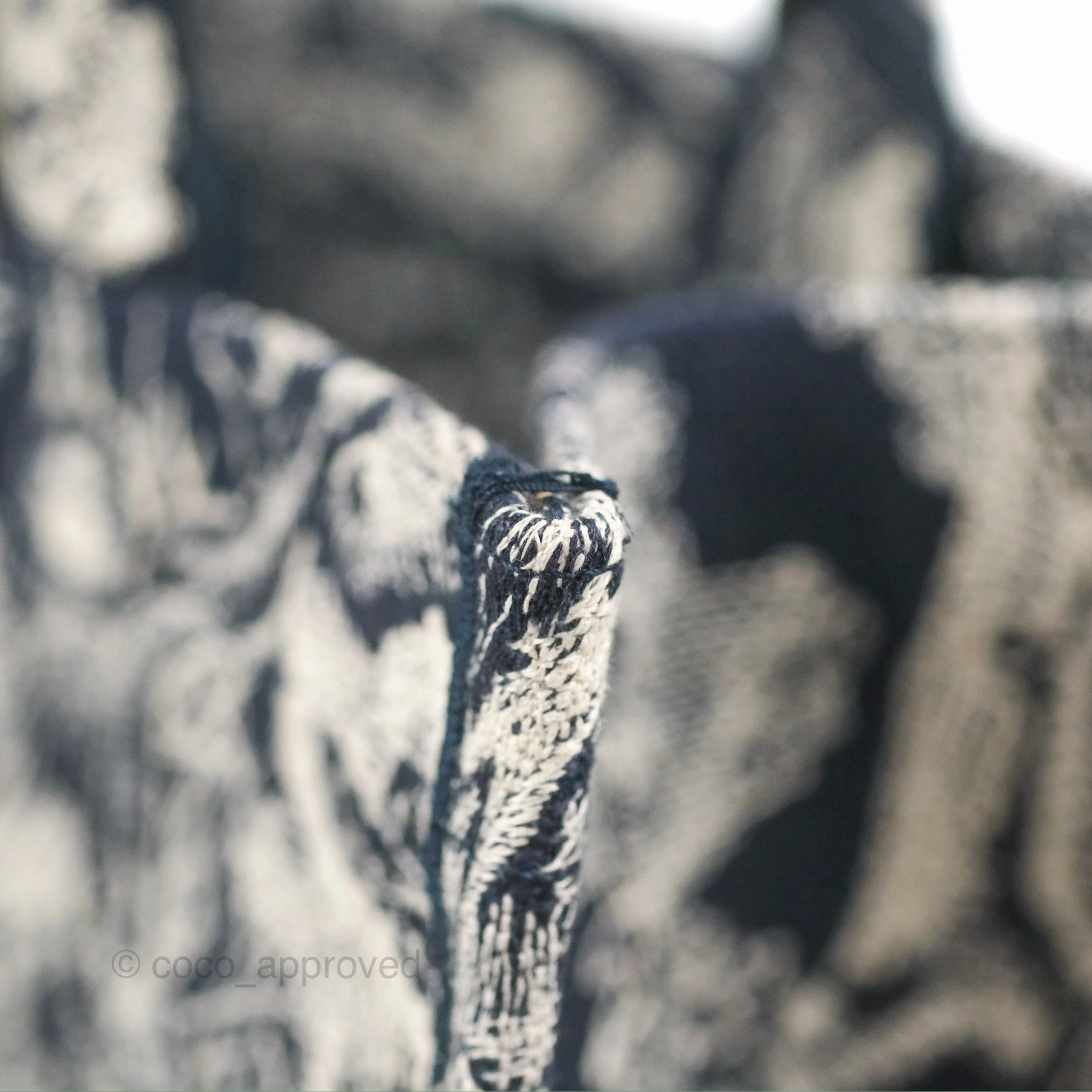 Christian Dior Embroidered Toile De Jouy Small Canvas Book Tote Navy