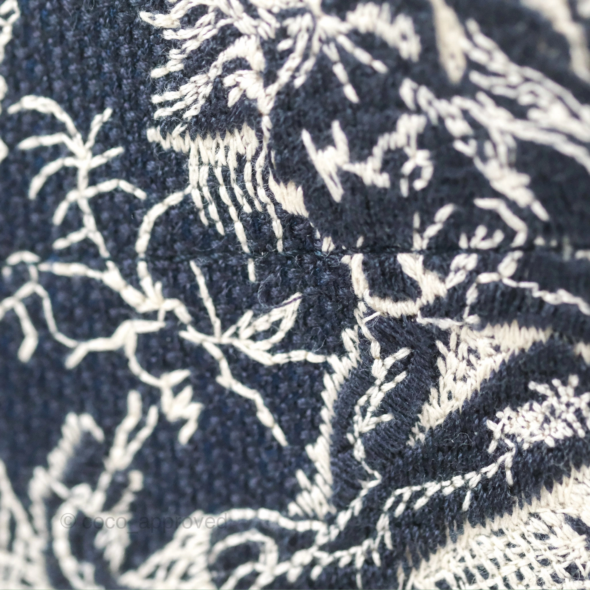 Christian Dior Embroidered Toile De Jouy Small Canvas Book Tote Navy